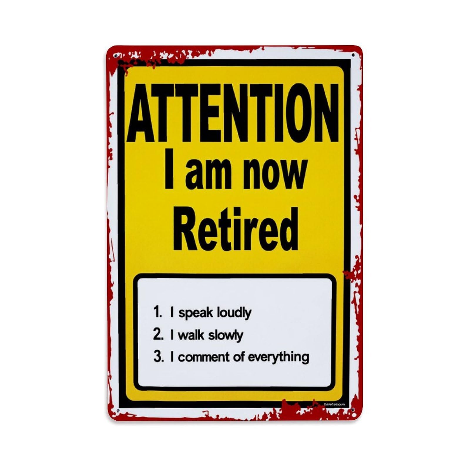 Enderetf Vintage Attention I Am Now Retired Tin Sign Metal Poster, Home Bar Garage Man Cave Cafe Indoor & Outdoor Wall Decoration 8X12inches