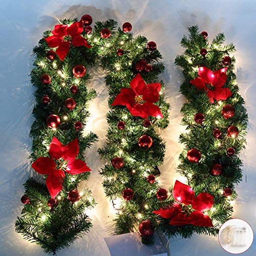 Christmas-Garland-88ft-Christmas-Rattan-Artificial-Flower-Vine-Plants-Indoor-Outdoor-Garden-Gate-Home-Decorations-Christmas-Garland-with-Pre-Lit-Battery-Operated-Red