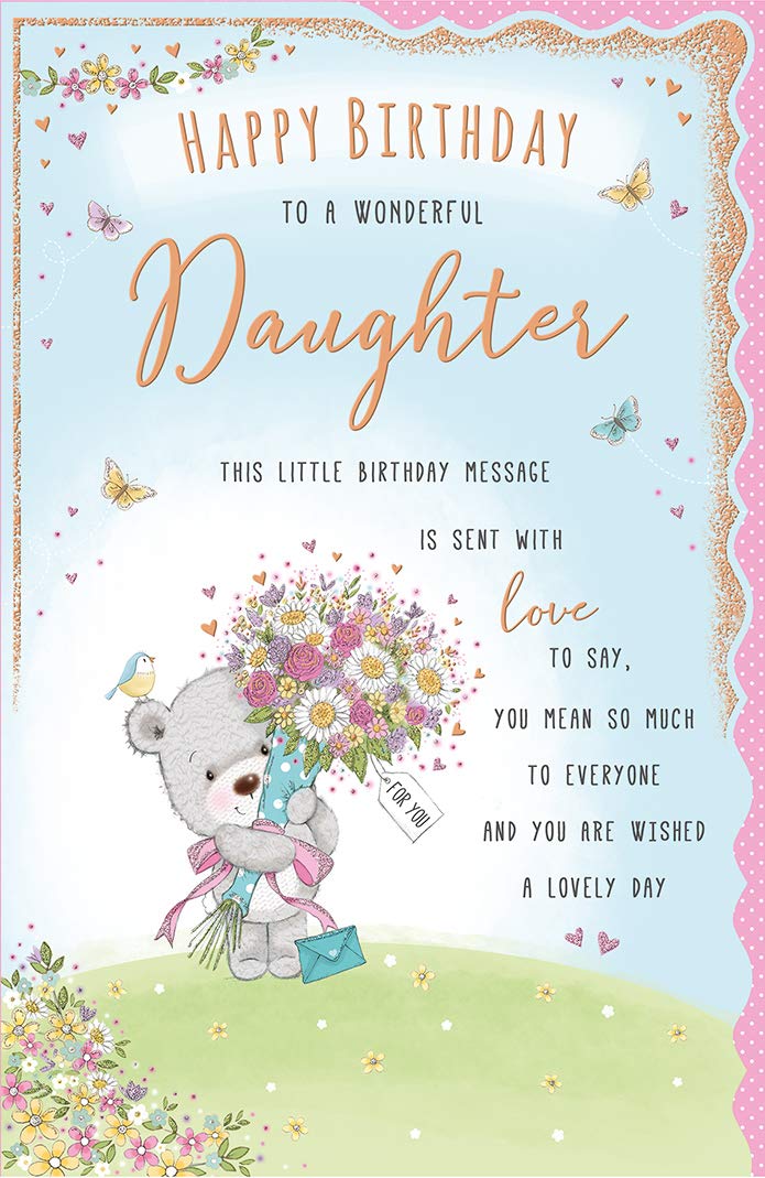 Large Happy Birthday To A Wonderful Daughter Card Foil 3 Verses - Regal