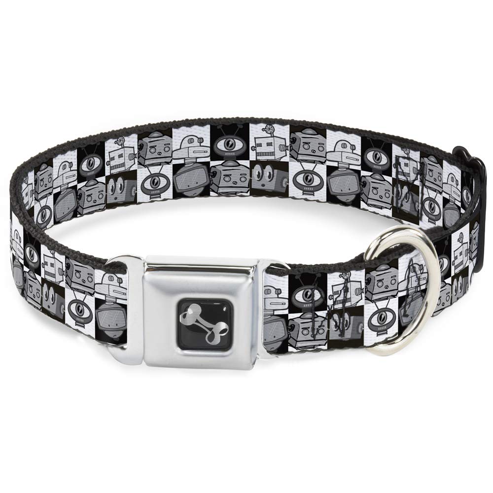 Collier de chien Robot Checkers Buckle Down pour les promenades urbaines du matin
