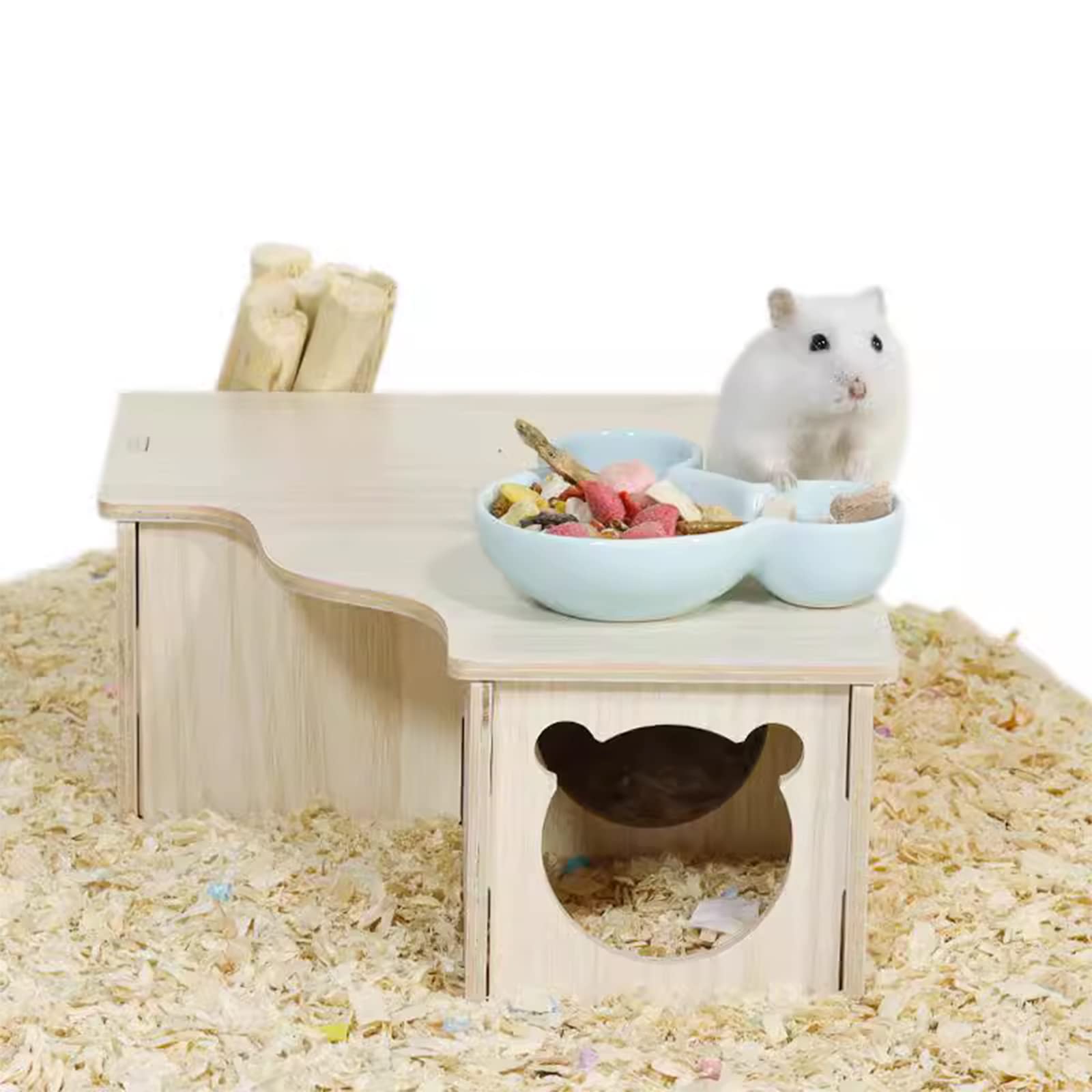 Maison en Bois pour Hamster, Hamster Maison d'angle en Bois, Maison Hamster, Maison Cochon d'Inde, pour Petits Animaux de Compagnie, Hamster Nain, Degus, Souris à Barbelés (22.5 * 17.8 * 8cm)