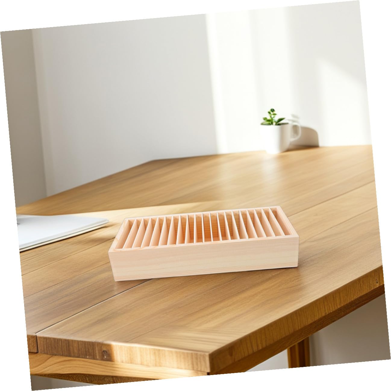 Sosoport Scatola in Legno per Biglietti da Visita 2 Scomparti Rimovibili Organizer per Scrivania Porta Biglietti da Visita e Gioielli Contenitore Multifunzione per Ufficio e Casa