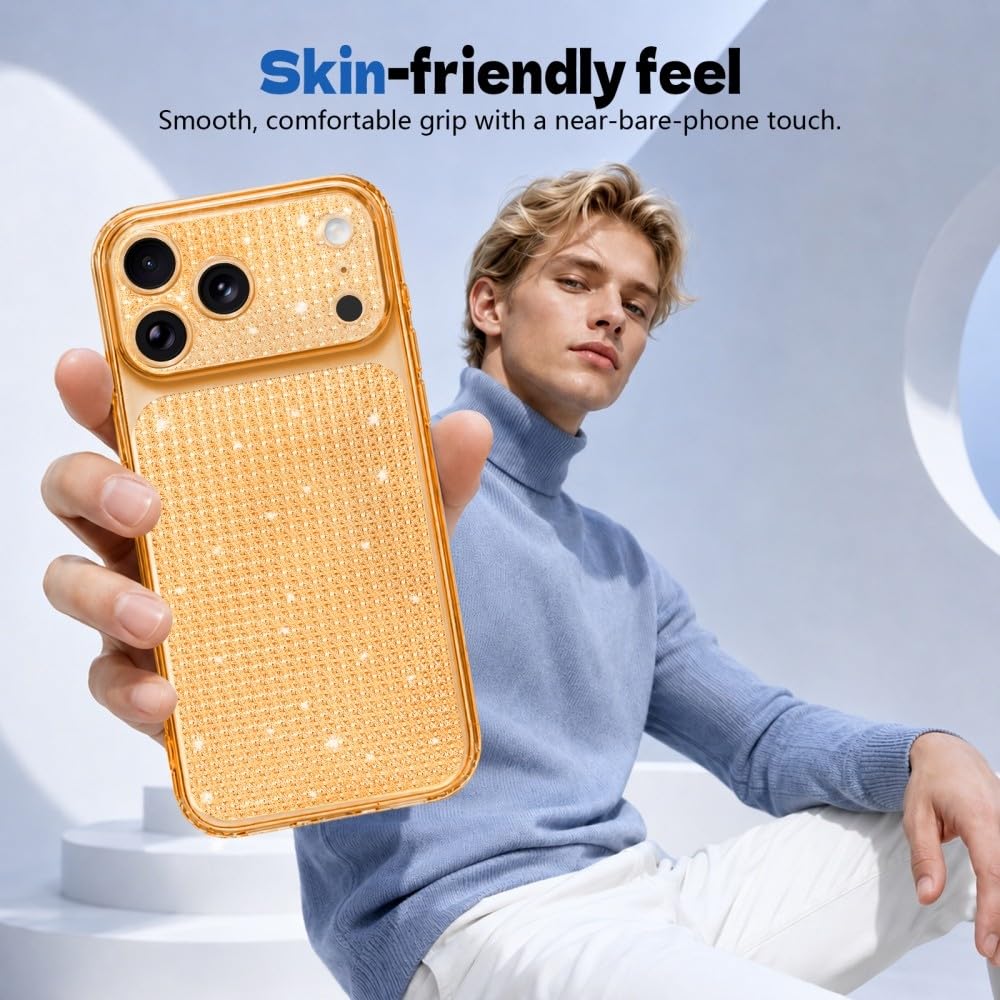 Generic Funda compatible con iPhone 15 (color: transparente) a prueba de golpes con purpurina y carcasa trasera de silicona dura