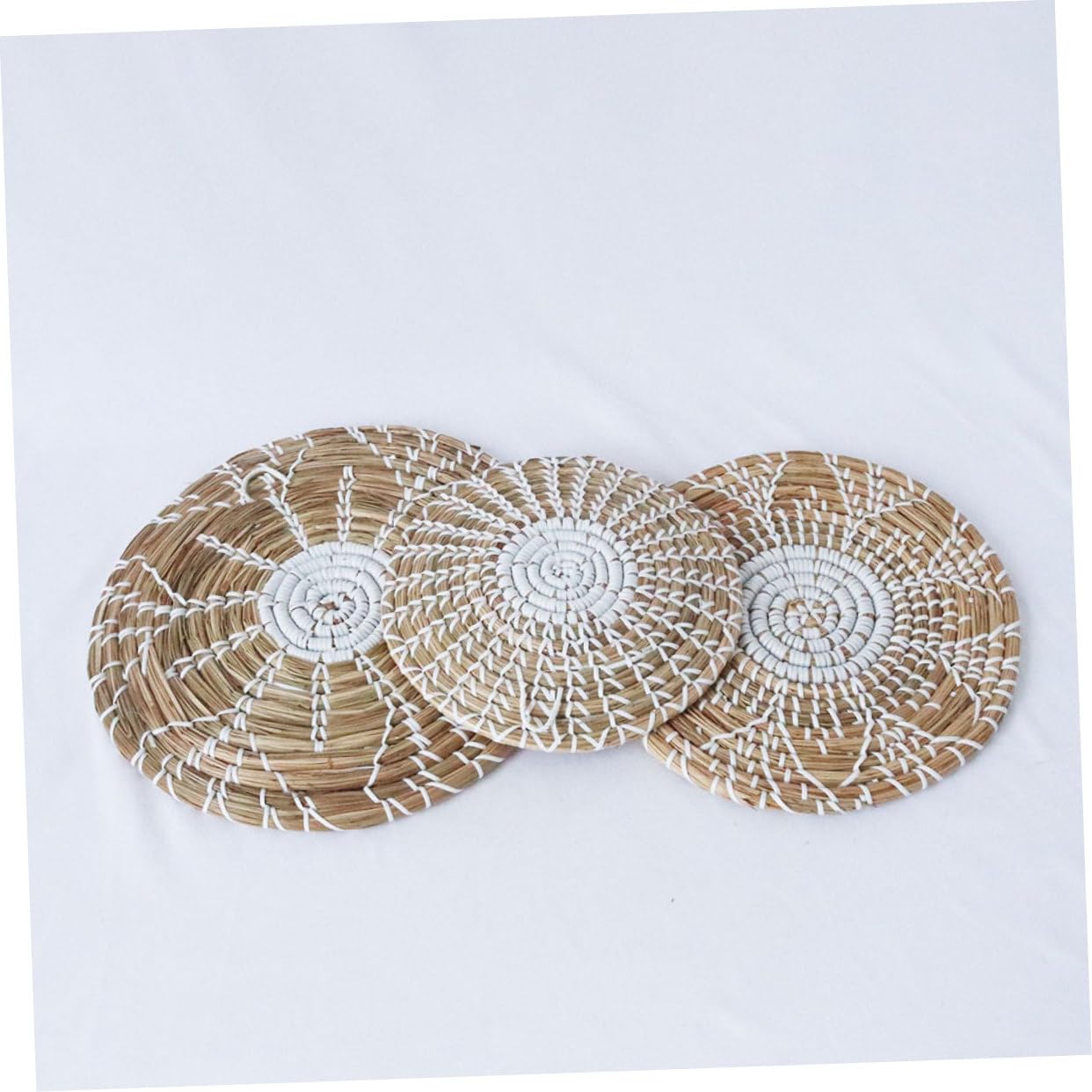 3 Stück Gewebter Wandkörbe Grasmaterial Boho Wanddeko Schlafzimmer Wohnzimmer Küche Hängeornamente
