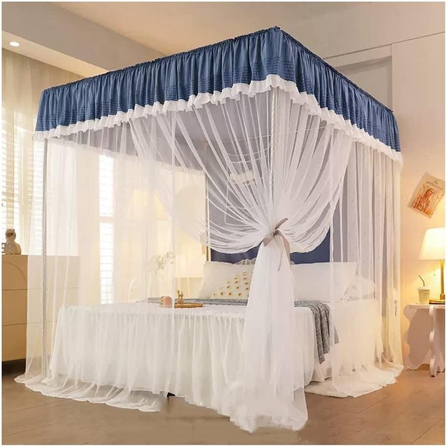 Moustiquaire baldaquin bleue pour des nuits d'été sans insectes