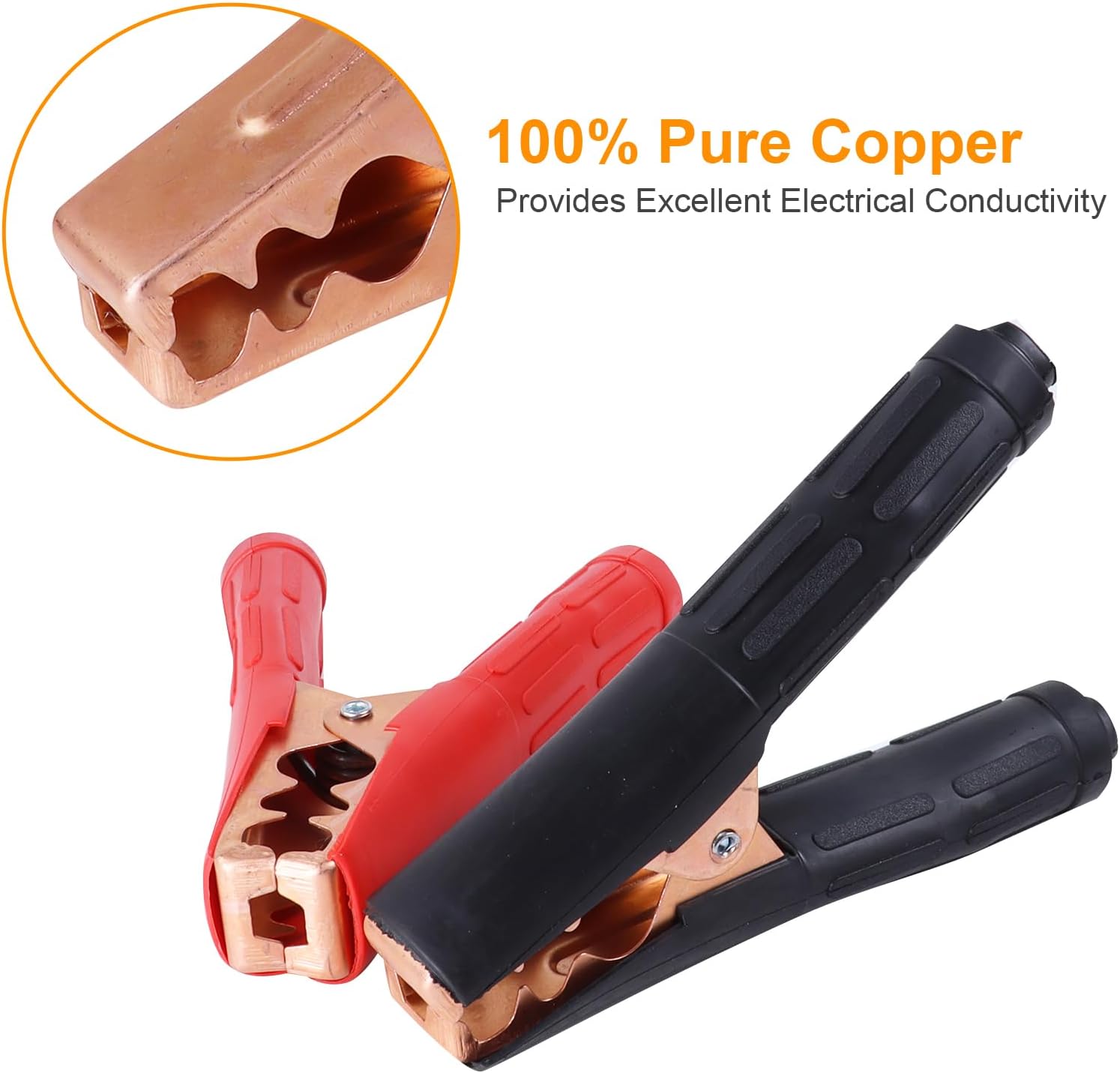 2PCS Battery Charger Clamps, 1300A Jumper Cable Clamps Replacement for Car Trunk Boats Battery Charging Connector Jump Starter Clamp Ends Red+Black