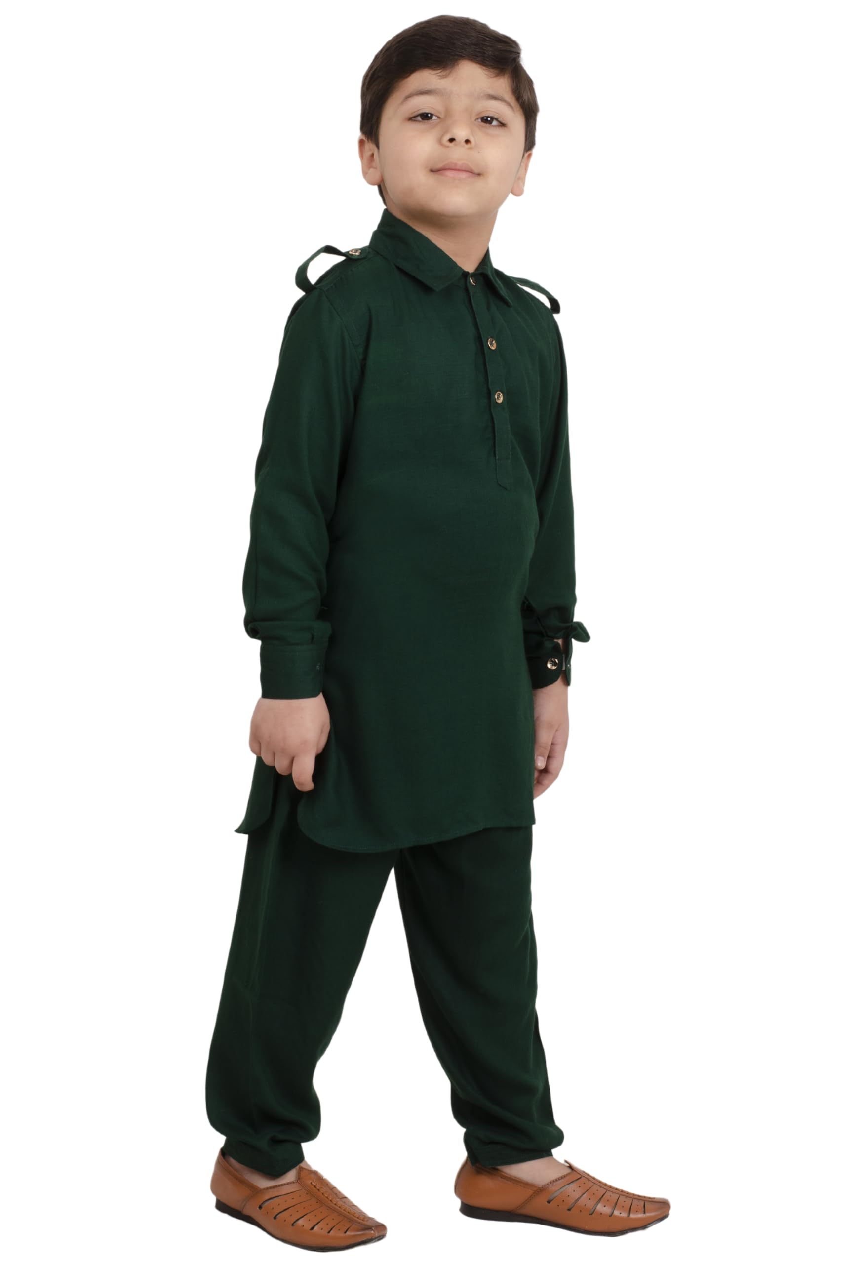 Muffin Shuffin Boys Green Pathani Rayon Kurta Pyjama Set | Traditional Kurta Set | Ethinic Pathani kurta pyjama for Boys 2