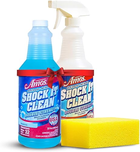 Professor Amos ' Shock It Clean - Kit de limpiador concentrado perfumado, potenciador de lavandería, removedor de manchas, limpiador de alfombras,