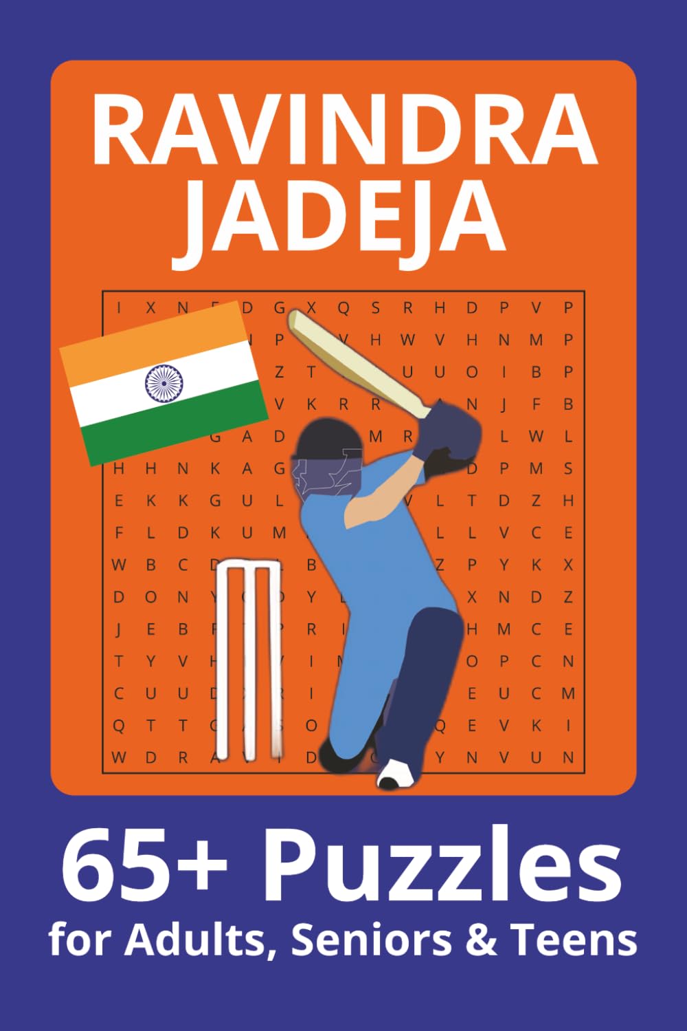 Ravindra Jadeja Word Search Puzzle Book: Word Searches with Easy to Read Print about Ravindra Jadeja, Indian Cricket, Cricket and more | 6x9 inches| ... . Gift for Vacations, Holiday and Free Times