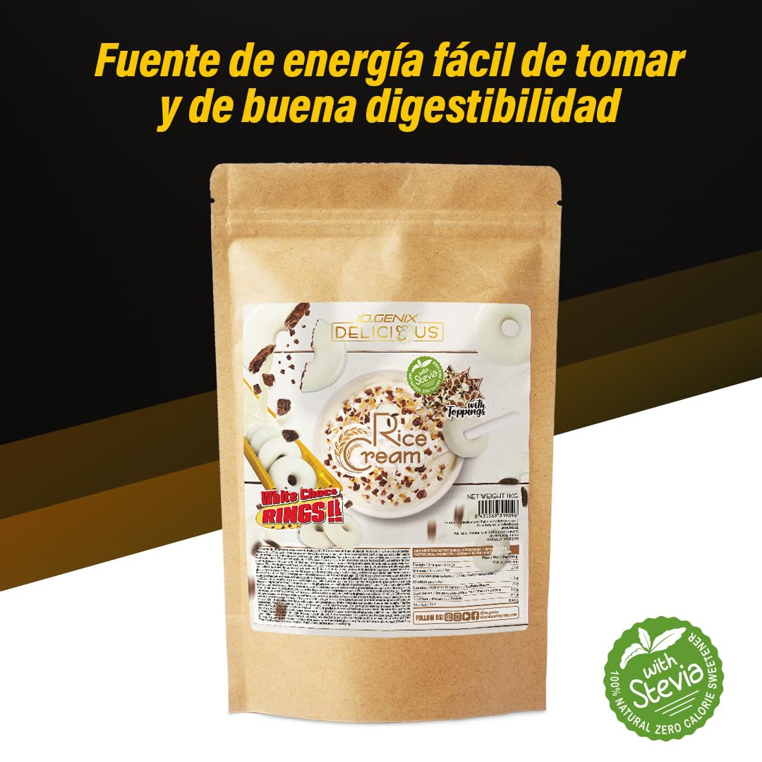 iO.GENIX - Crema de Arroz | 1 kg | Harina de Arroz Precocida | Fuente de Energia | Buena Digestibilidad (White Choco Rings) — view 3