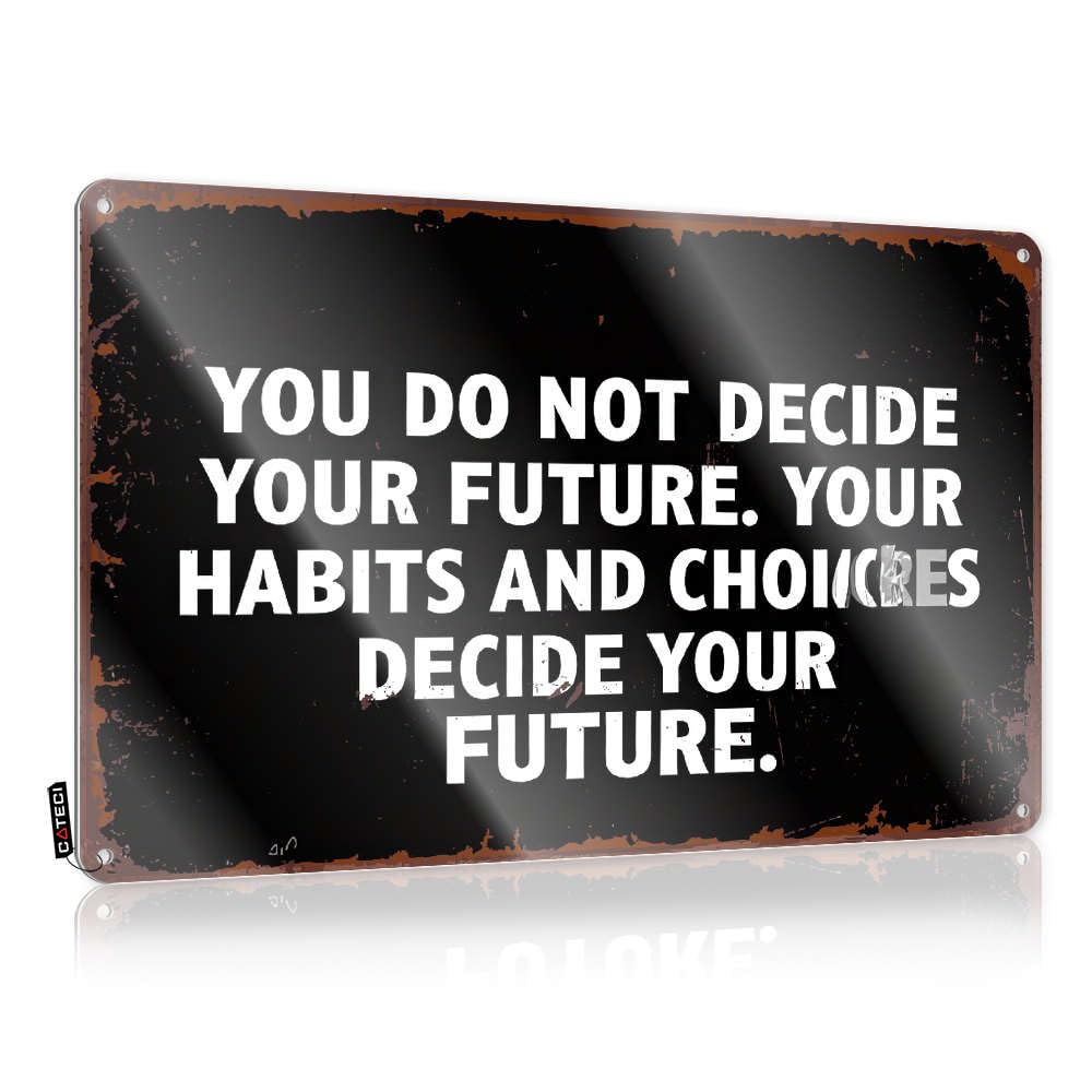 Bedroom Door Sign Habits And Choices Decide Your Future. Tin Sign Signs For Man Cave Funny Vintage Metal Sign(20X30CM)