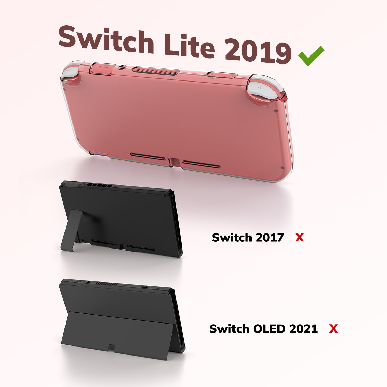 Younik Custodia Switch Lite, Bundle di Accessori Switch Lite 14 in 1, Custodia Protettiva Trasparente, Custodia per Carte di Gioco, 2 Proteggi Schermo, 6 Grip per il Pollice, Ciondolo, Corallo