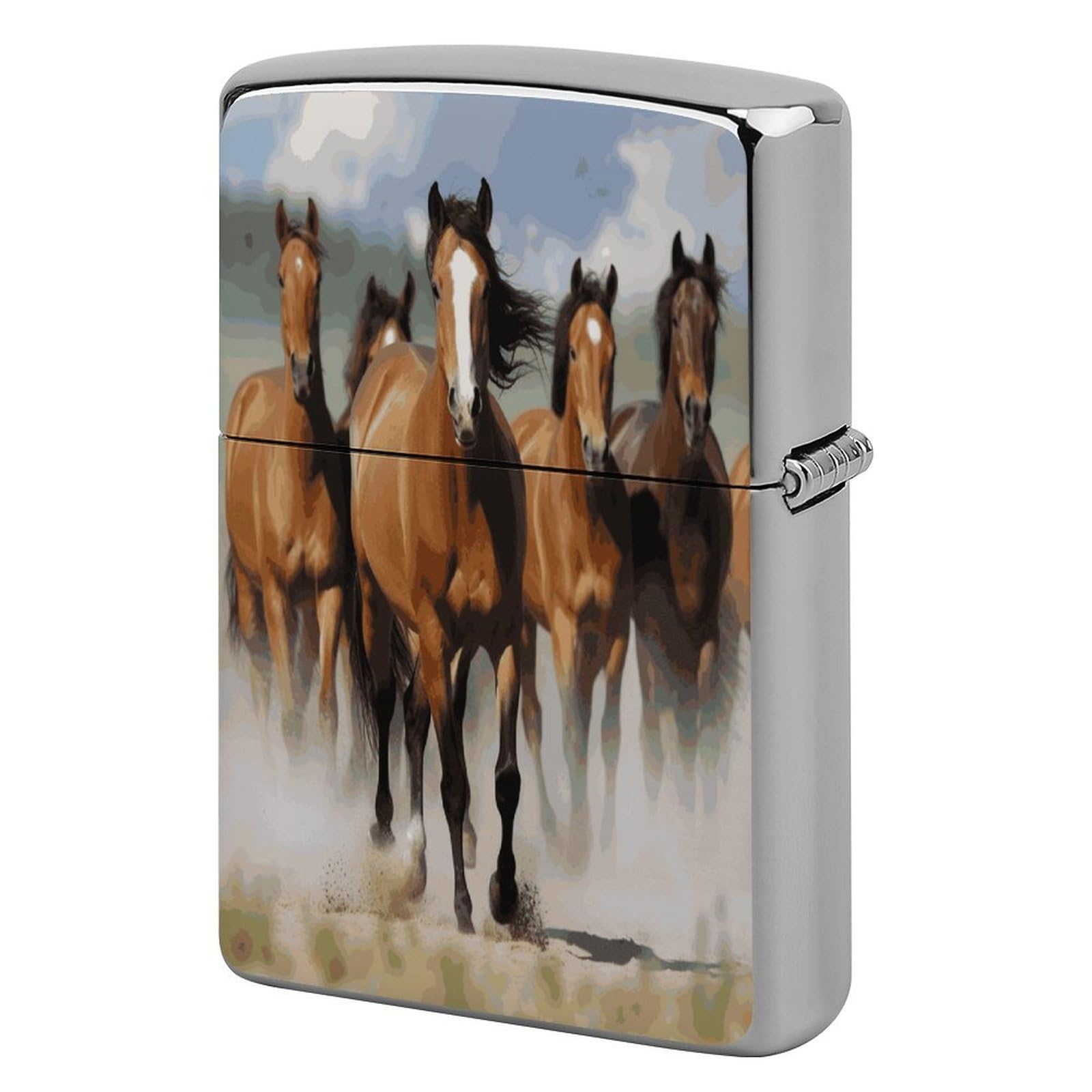 Btcowzrv Style Horses Metal Lighter Case Sleeve Cover Holder
