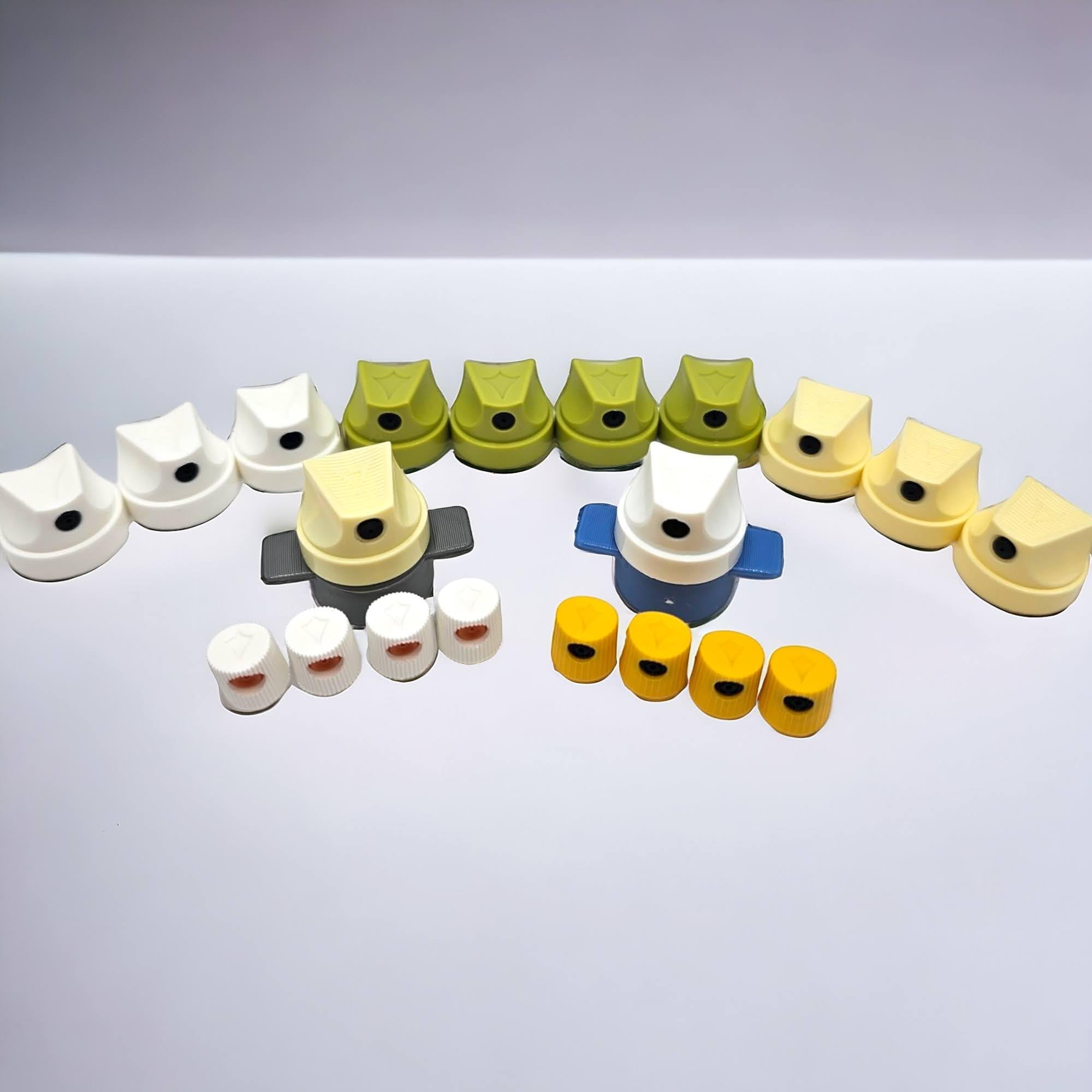 The UPROK Female Adapter and Male Caps Pack (22pc) for Krylon, Rust-Oleum, American Accents, and More! Spray Paint Caps for Home Improvement, Spray Paint Art, Street Art Tips