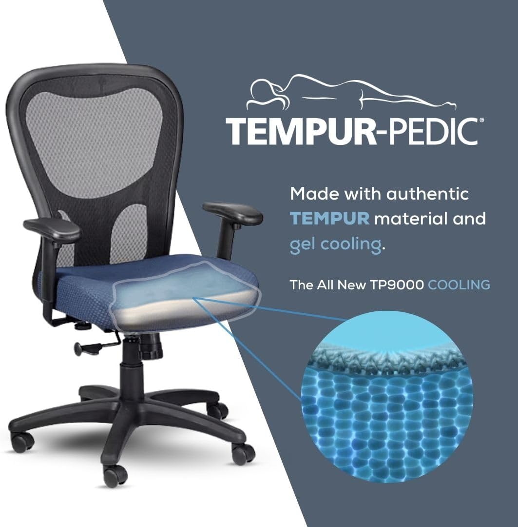 Tempur-Pedic TP9000C Mesh Swivel Task Chair with Tempur Material, Cooling Gel Layer, Adjustable Armrests, and Lumbar Support, Beige