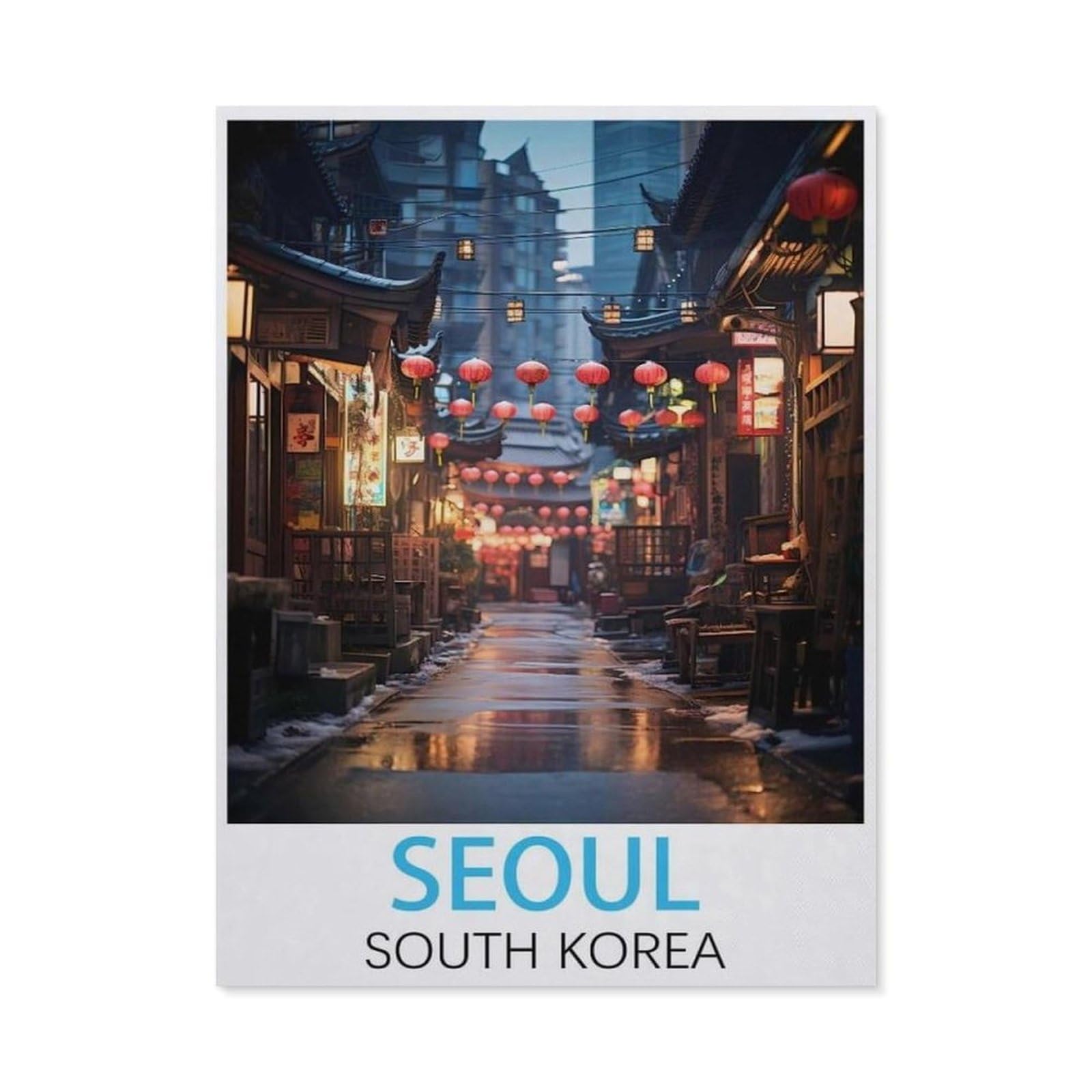 Beayodkp （50 X 60 Cm/19.68 X 23.62 Inches） Diamond Painting，Seoul South Korea Vintage Travel Poster，Diamond Painting Art Embroidery Cross Stitch Pictures Gift Wall Decoration-Ci4