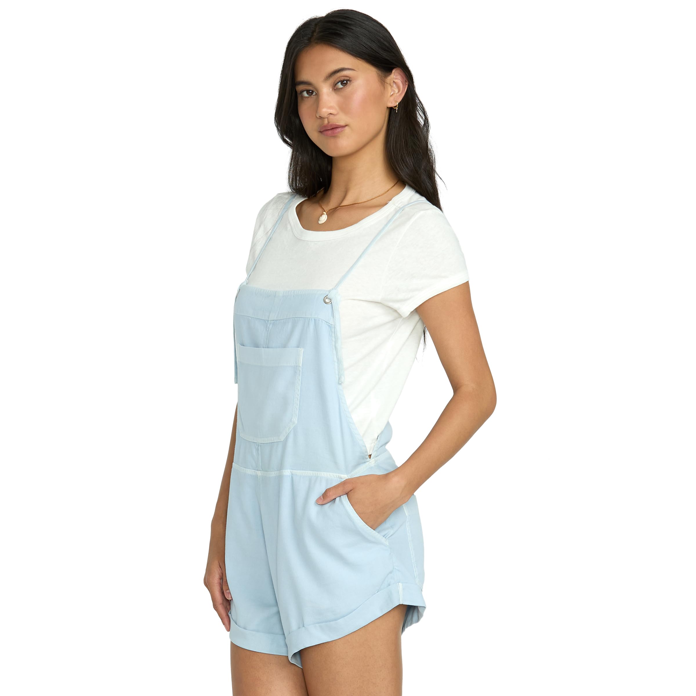 Billabong Wild Pursuit Salopette en Chambray Délavé, Salopette en Jean pour Femme Taille M, Medium