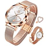 OLEVS Ladies Watches Rose Gold Small Wrist Watch for Women Mesh Stainless Steel Waterproof Dress Sil