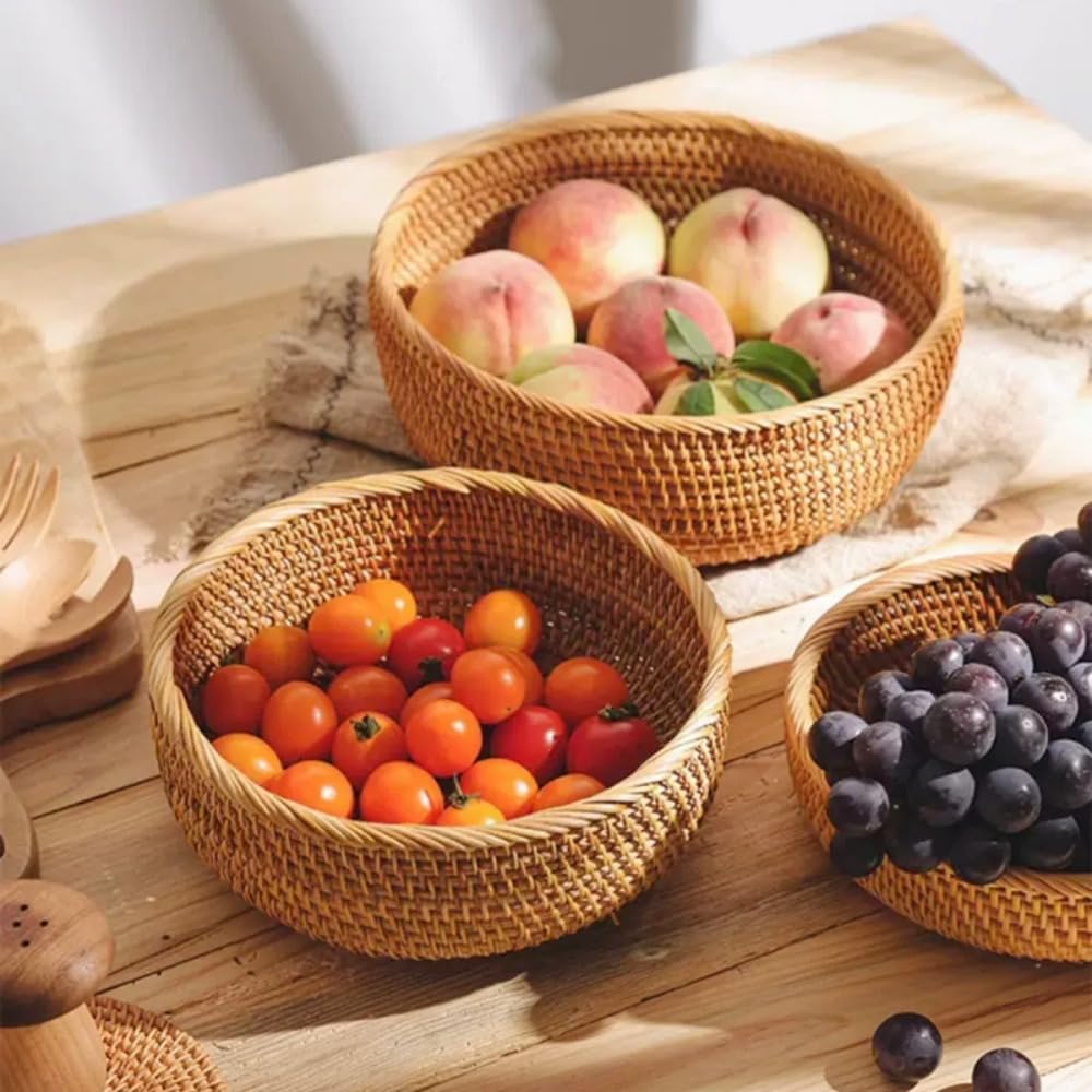 収納かご 手編み バスケット ラタンかご 小物入れ お菓子 収納ケース 卓上収納 おしゃれ フルーツバスケット 果物 収納バスケット