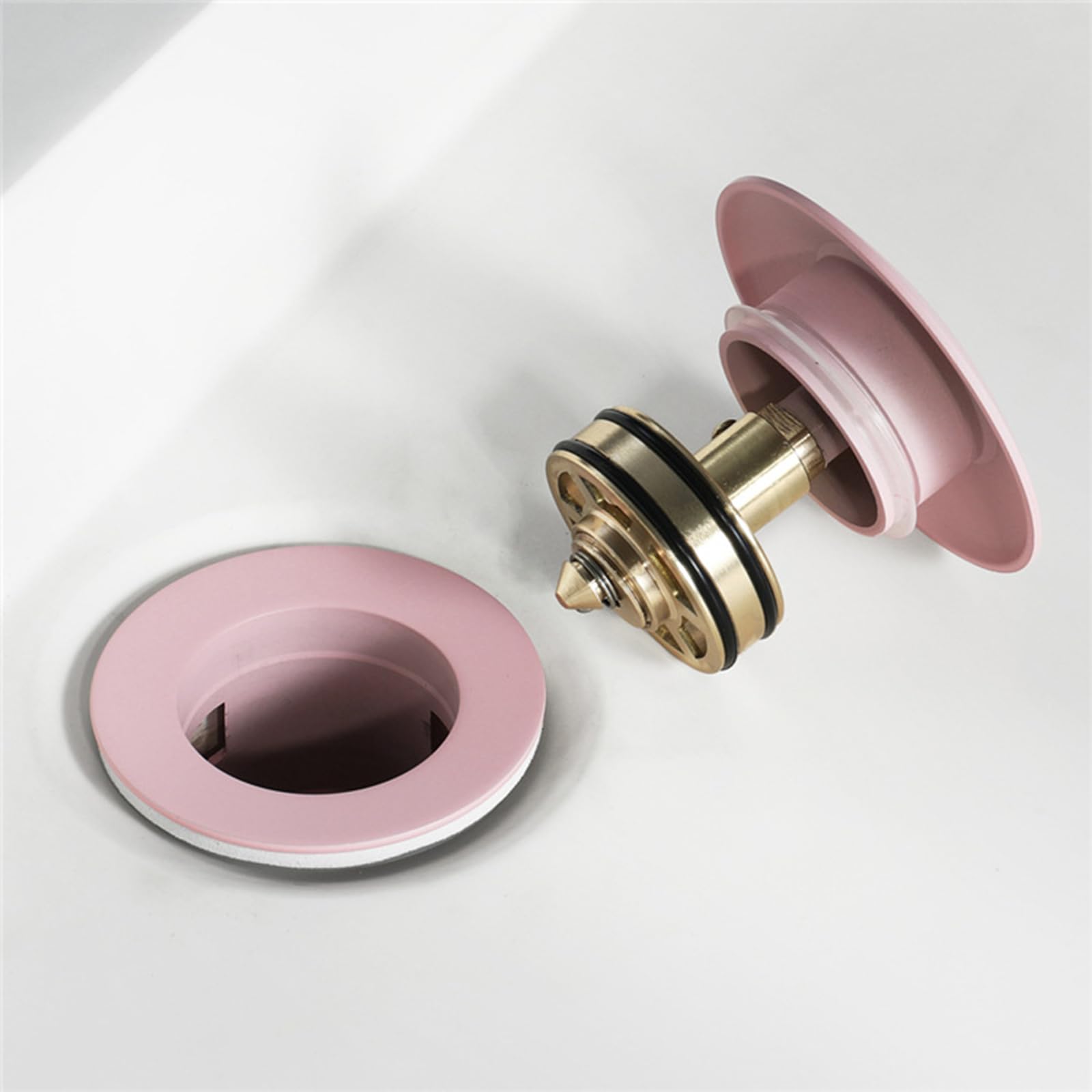 Piletta Di Scarico Lavabo Universale G1 1/4“,Rosa,Piletta Click Clack Bianca Bidet,Piletta Lavabo Bagno Click Clack,Con Cestello,Scolapiatti A Rimbalzo In Rame Pieno,Rosa A