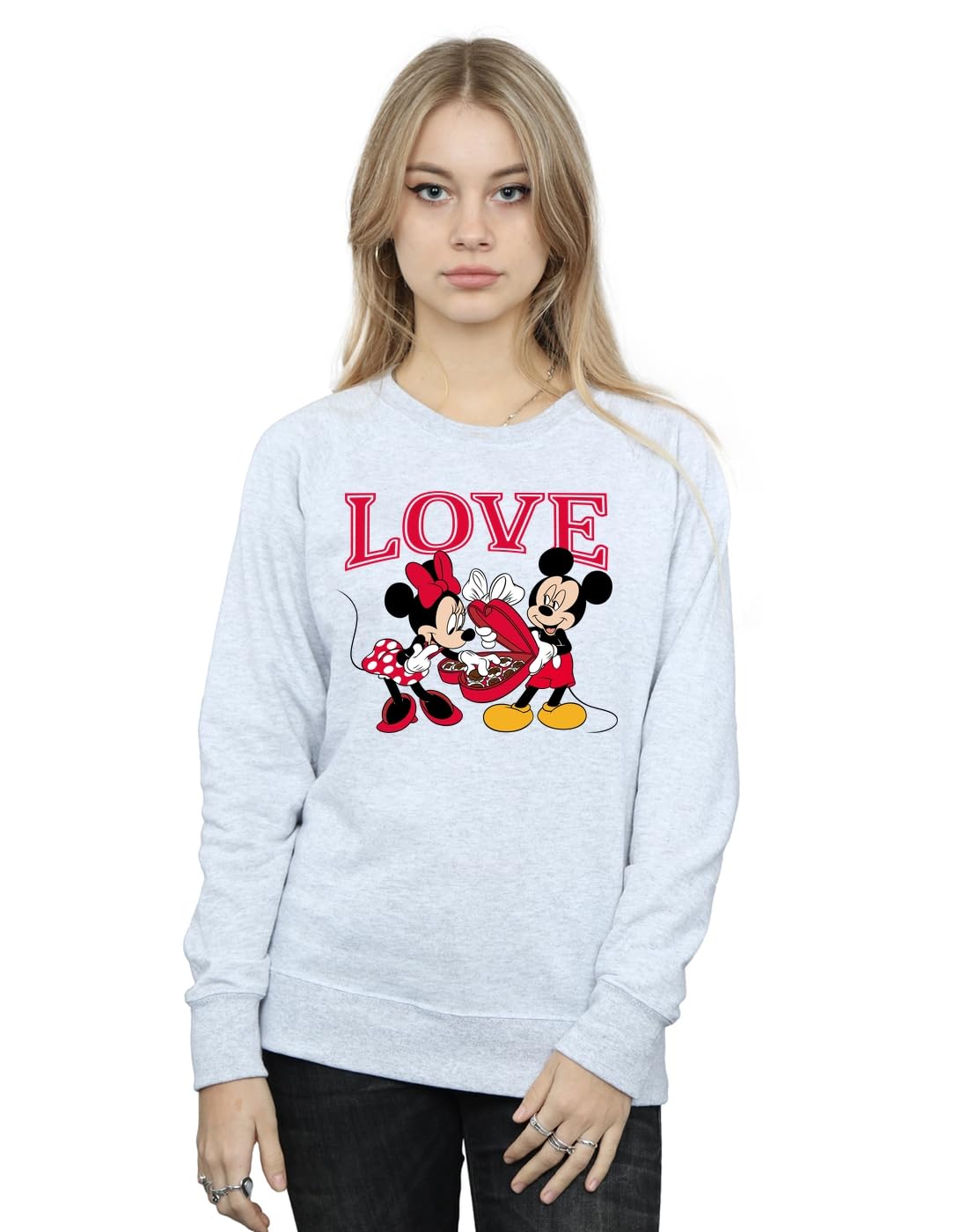 Disney Women Mickey Mouse Love Sweatshirt Sport Grey XXXX-Large