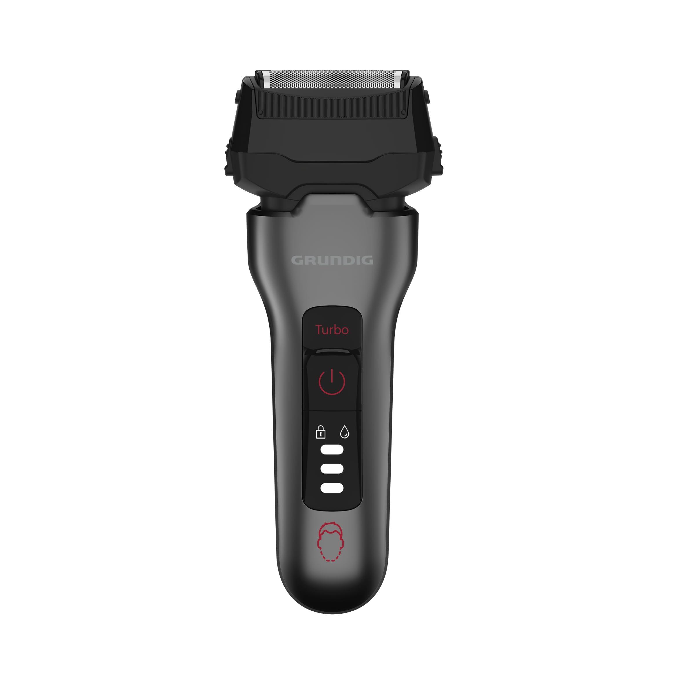 Grundig - MS 8330 Herrenrasierer - Akkubetrieb 60 Min. Laufzeit - 3fach Schneidsystem BeardCare Sensor Präzisions-Trimmer - Recyceltes Kunststoffgehäuse - Schwarz