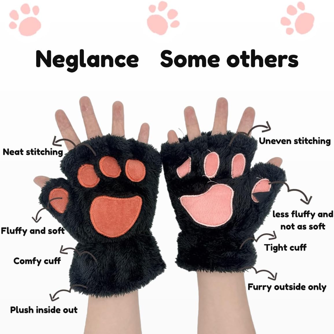 Bear Paws Gloves Cute Animal Cat Claws Mitten Fingerless touchscreen Women Men Typing Outdoors Stage Custome Cosplay - Image 3