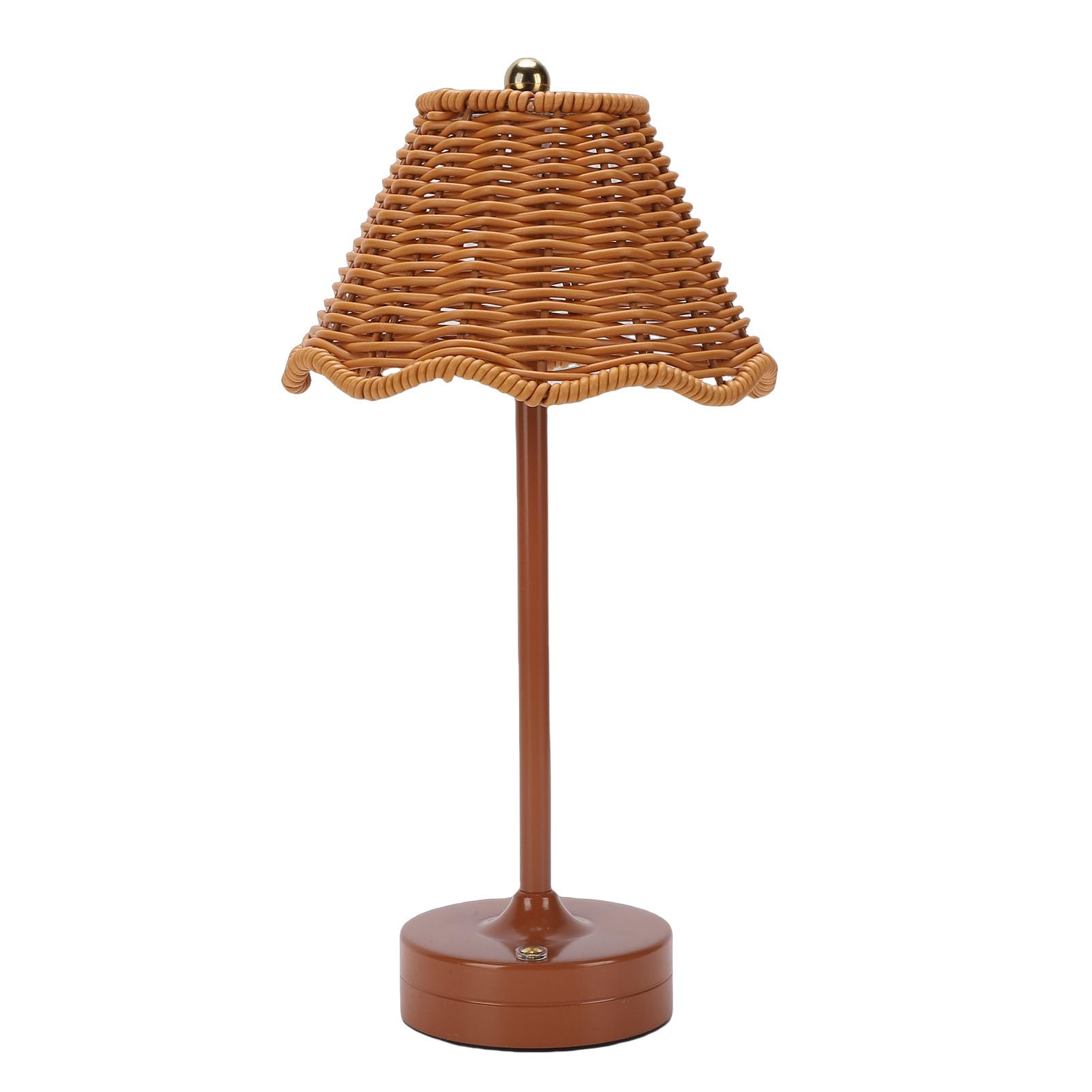 Ejoyous Rattan Table Lamp, Cordless LED Desk Lamp with 3 Brightness Levels and Adjustable Color Temperature for Bedroom and Living Room Decor (Brown)