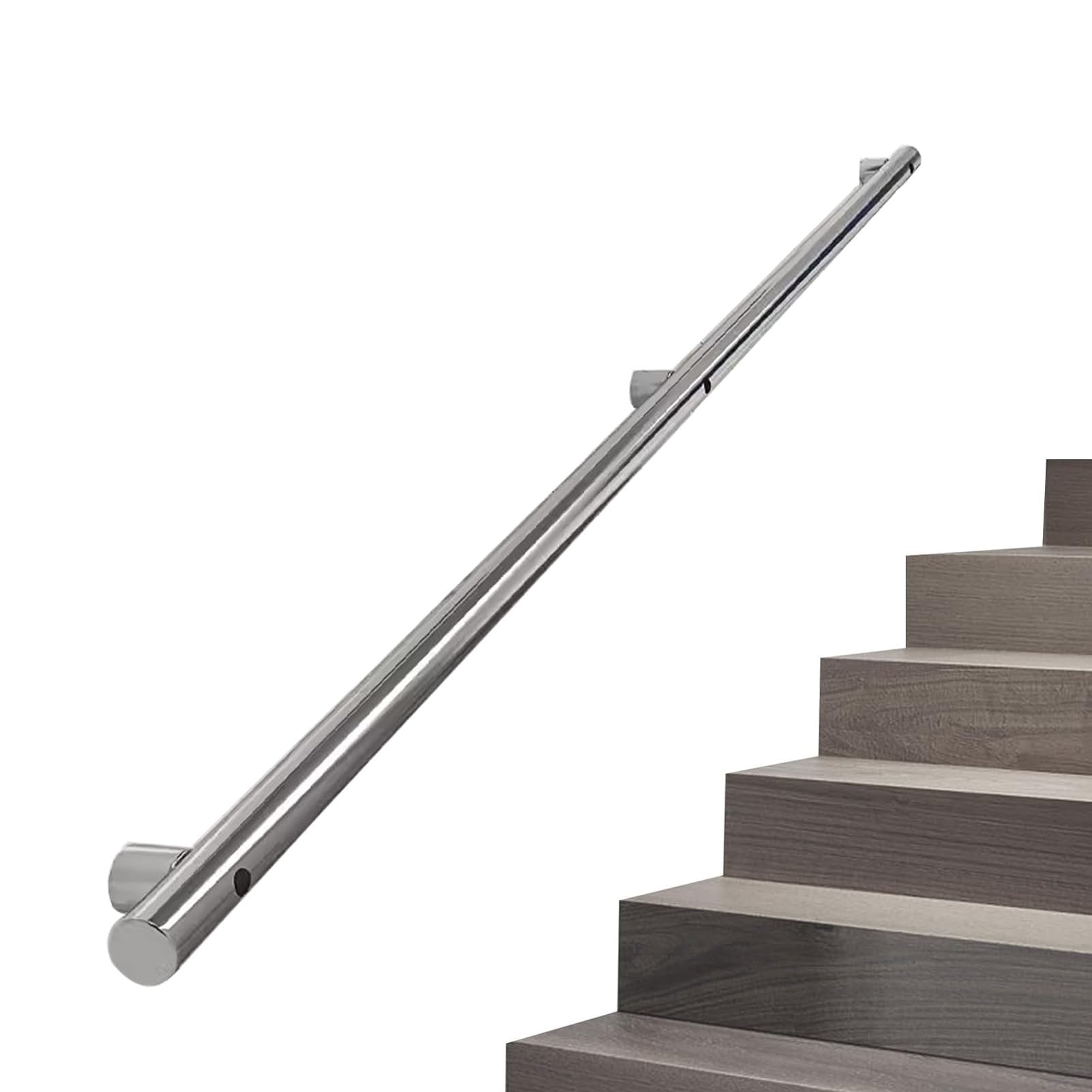 Gyeqxkt One Color Modern Stainless Steel Stair Railingsilver Metal Balusters For Indoor/Outdoor Steps1ft To 20Ft Adjustable Handrails For Loft Stairs & Banisters (15Ft/450Cm)