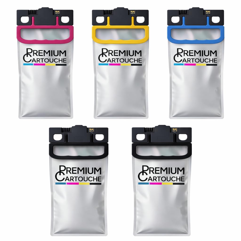 PREMIUM CARTOUCHE Pack de 5 Cartouches Compatible avec Epson Workforce Pro EM-C800 EP-C800 Series, T11P1 T11P2 T11P3 T11P4, 2 Noir 50000 Pages 3 Couleurs 20000 Pages
