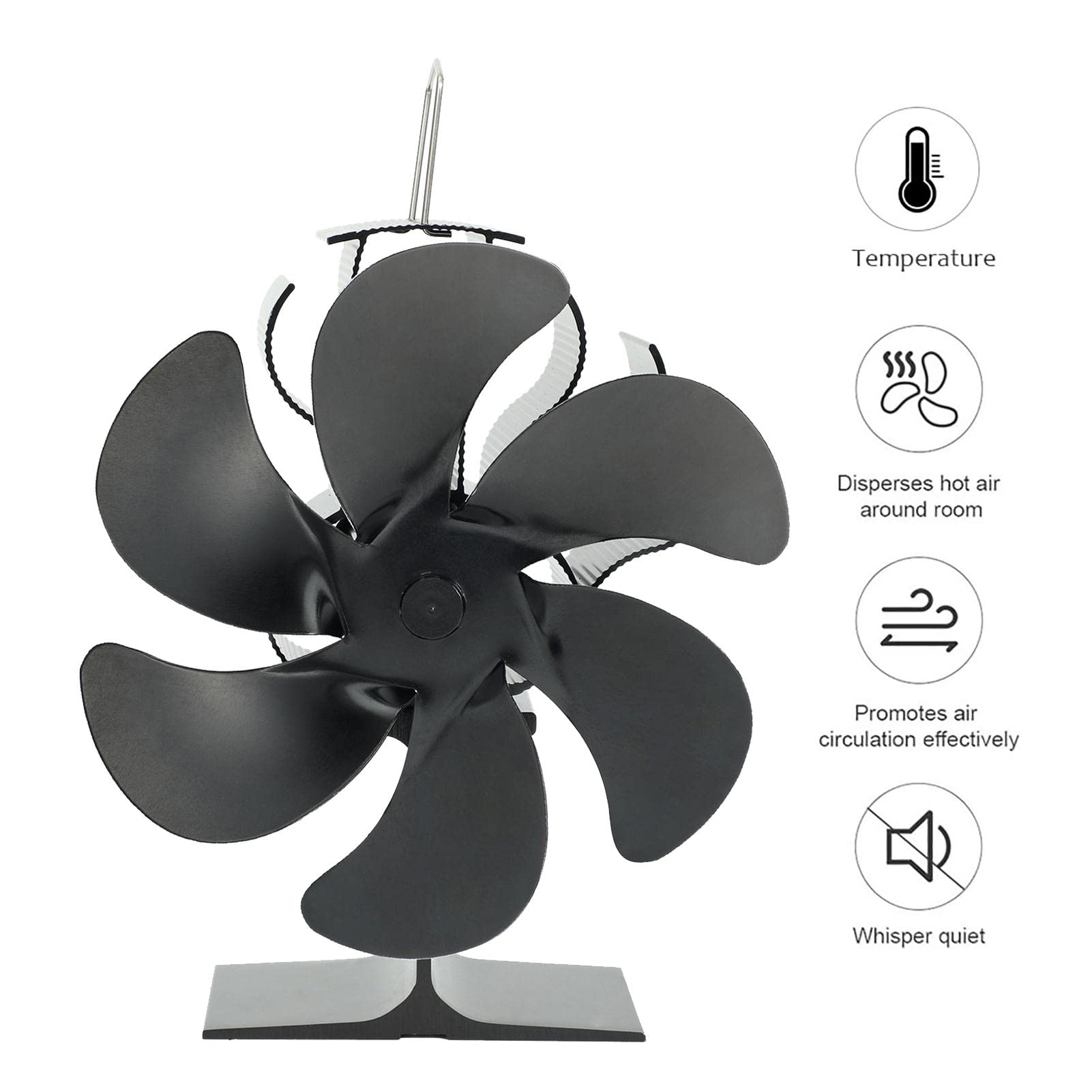 Ventilatore Termoelettrico Per Stufa A Legna – Senza Elettricità, Silenzioso, Con Barra Bimetallica Anti-surriscaldamento, Per Caminetti E Stufe A Pellet