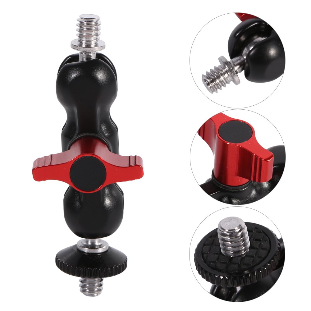 Magiczne Ramię do Lustrzanki Cyfrowej, Adapter do Montażu na Ramieniu Wielofunkcyjna Podwójna Głowica Kulowa z Uchwytem na Buty i śrubą 1/4 Cala do Monitora LCD/lampek LED