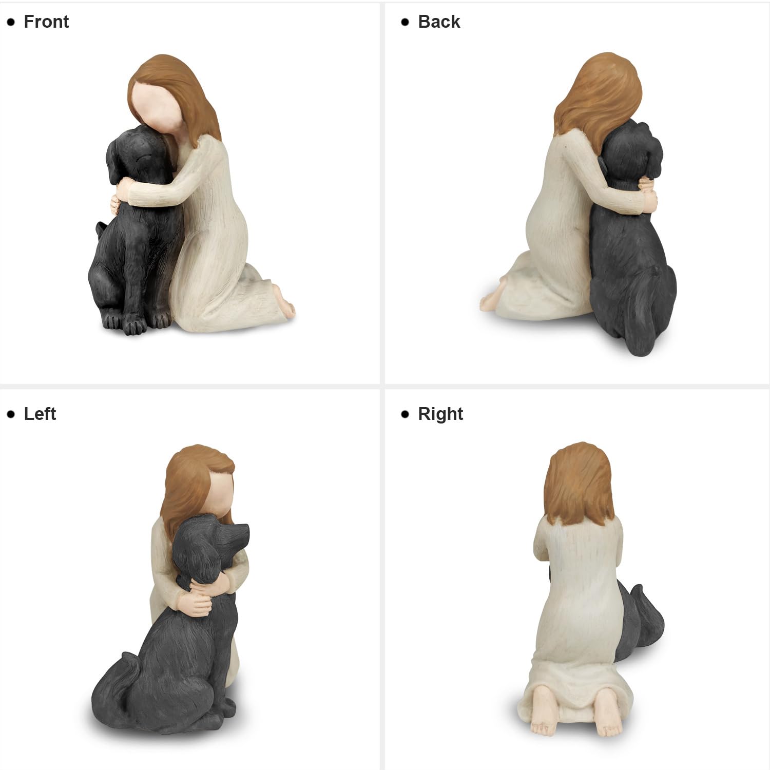 Carracci Love My Black Dog Figuren Standbeelden, Zwarte Hondengel Beeld Vriendinschap Herinneringsgeschenken voor Hondenmoeder, Gesculpteerde Hand-Geverfde Figuren voor Hondenliefhebbers