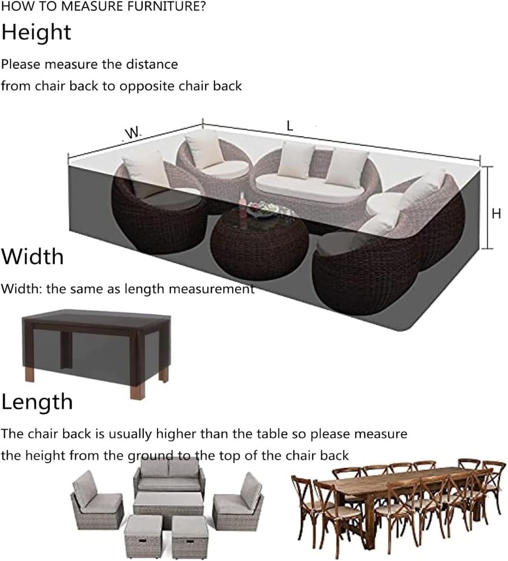 屋外家具ル防水カバー、シルバー、パティオ家具カバー、雨と雪/風/UV