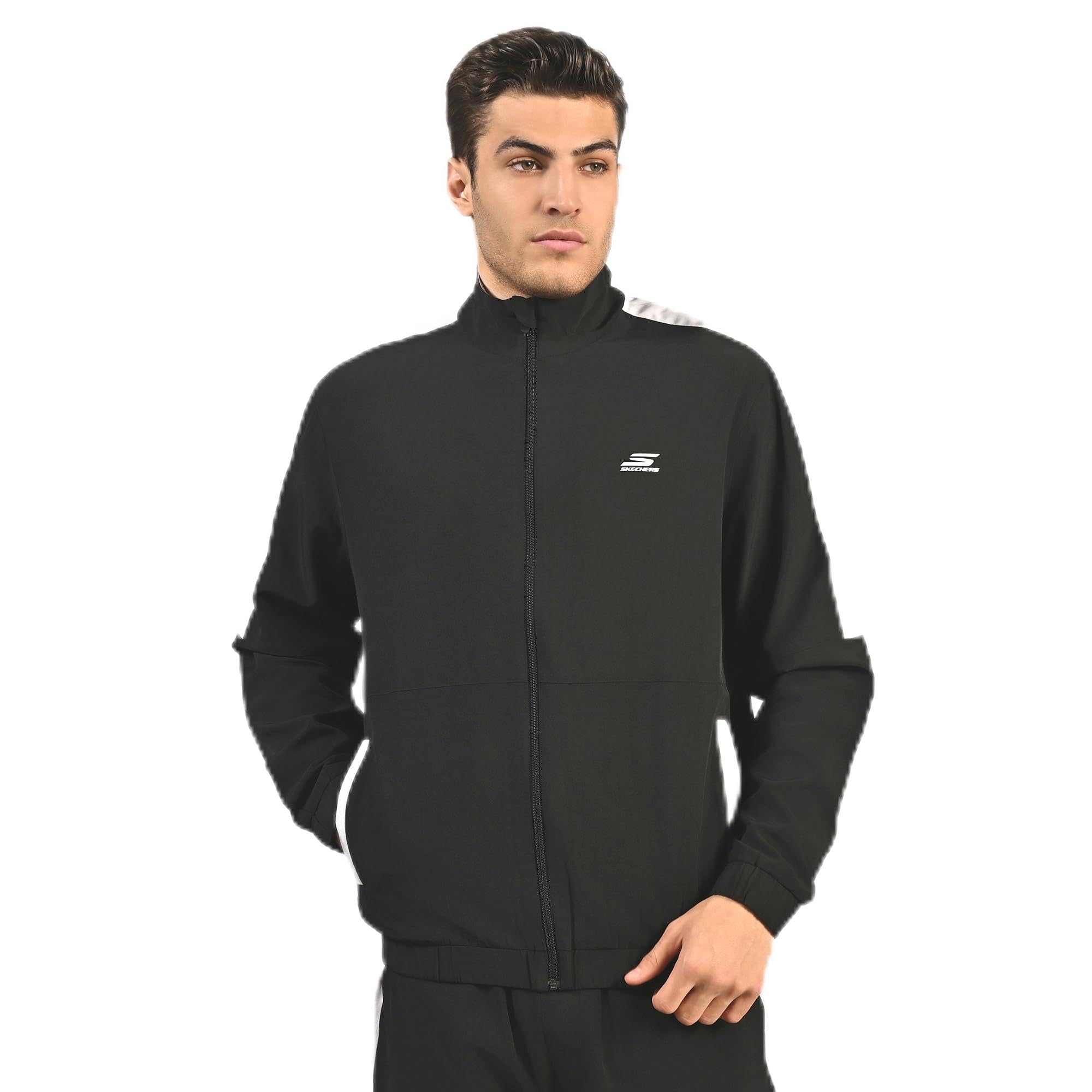 skechers Men Colorblock Track Black Jackets-picture-18