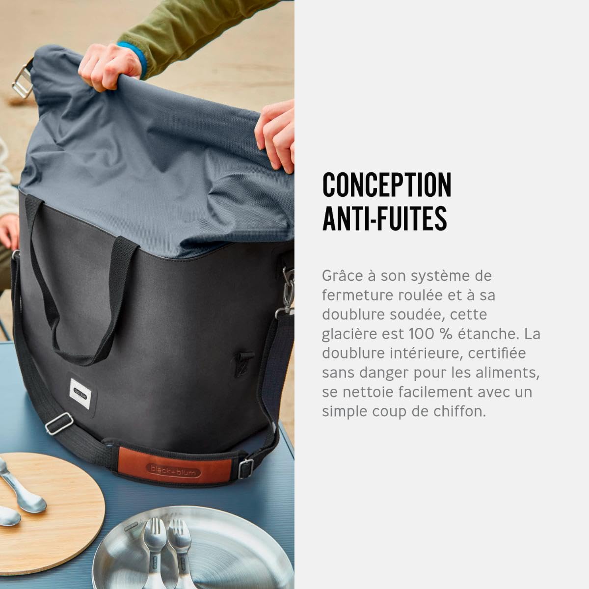 BLACK + BLUM Glacière Souple Isotherme | Étanche | 25L | Ardoise | Fermeture Roll Top, PET Recyclé, Sans BPA, Sac Glacière, Pique-Nique, Courses, Aliments & Boissons, Réutilisable