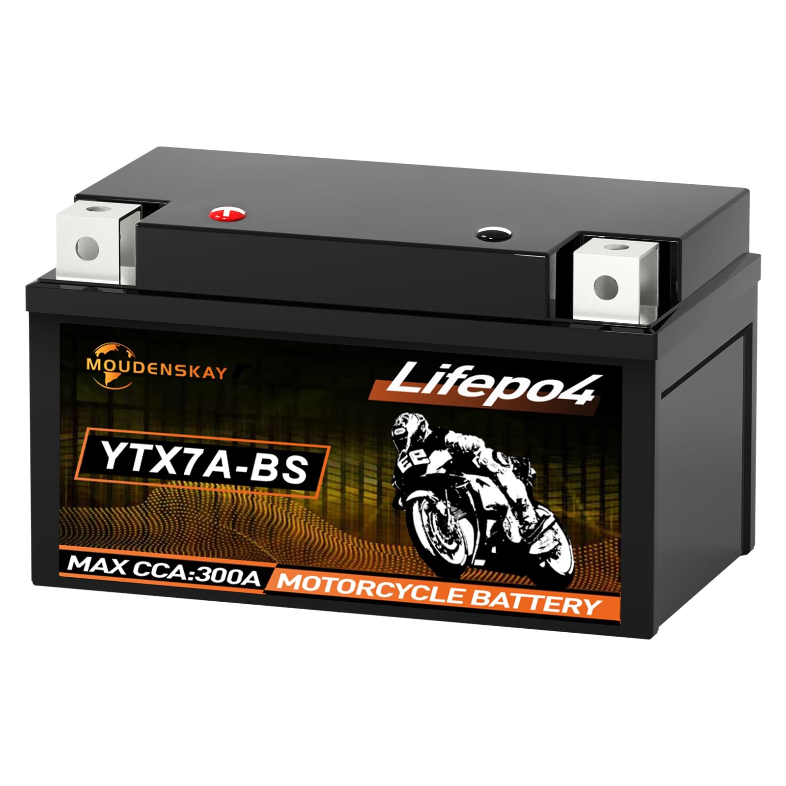 Lithium Motorcycle Battery 12V Lithium Powersports Battery with BMS (YTX7A-BS 12.8V 3Ah 300A) LiFePO4 Motorcycle Battery Starter Batteries for Motorcycles, ATV, UTV, Watercraft, etc