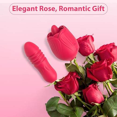 Miniatura 4 de Estimulador sexual rosa para mujeres, vibrador 4 en 1 para lamer el clítoris, consolador de empuje, enchufe anal con 10 modos, juguetes sexuales