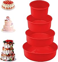 Traxenta Silicone Mould, Round Cake Moulds, Set of Four Pieces Pastry Mould Layer Cake, Non-Leak Non-Stick Pastry Cake, Children's Cake