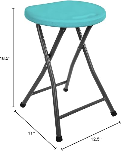 Miniatura 2 de Mintra Taburetes plegables - 18.5 pulgadas de altura, metal, resistentes (1 paquete, verde azulado)