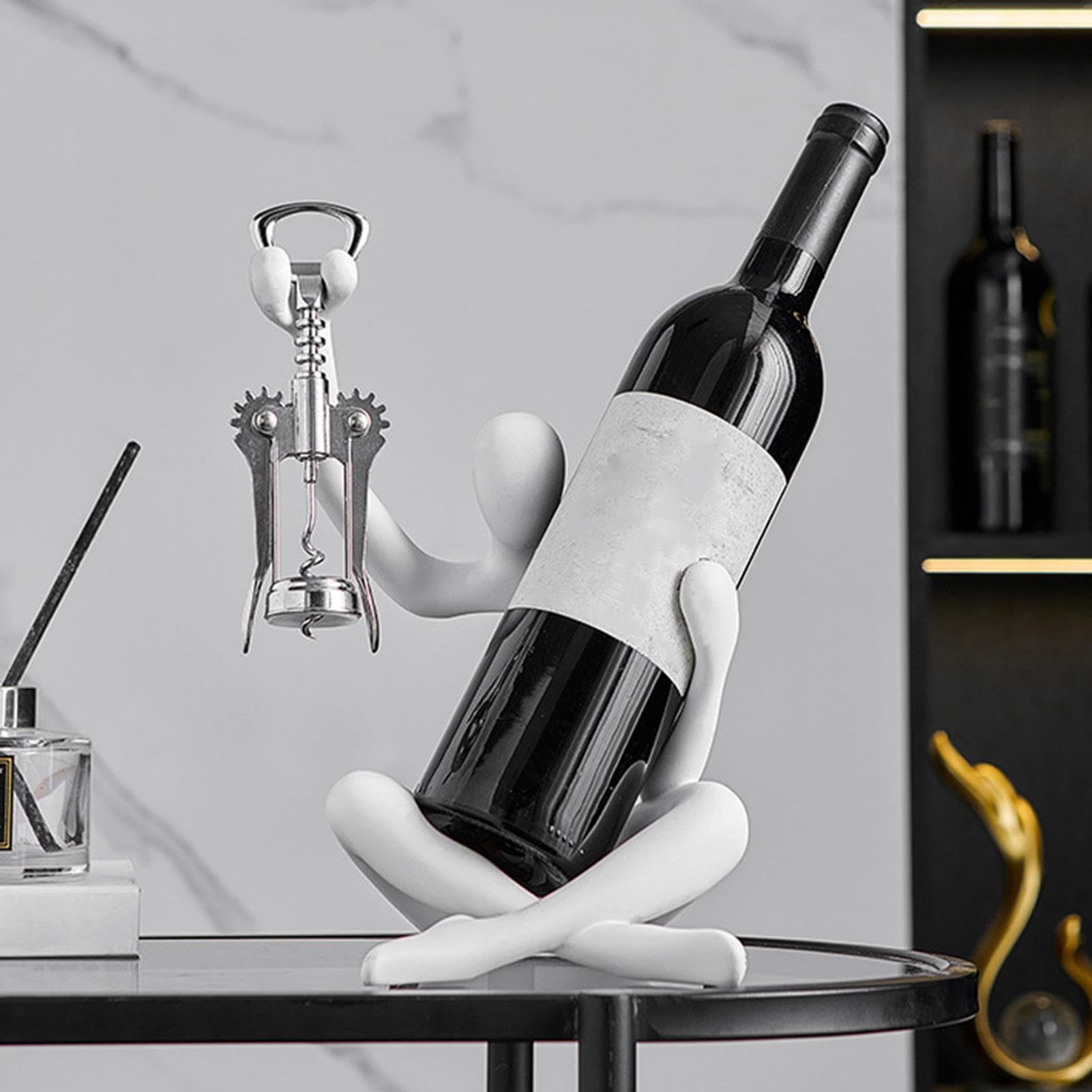 Estante de Vino para encimera, Soporte de Vino de Resina sin abrebotellas