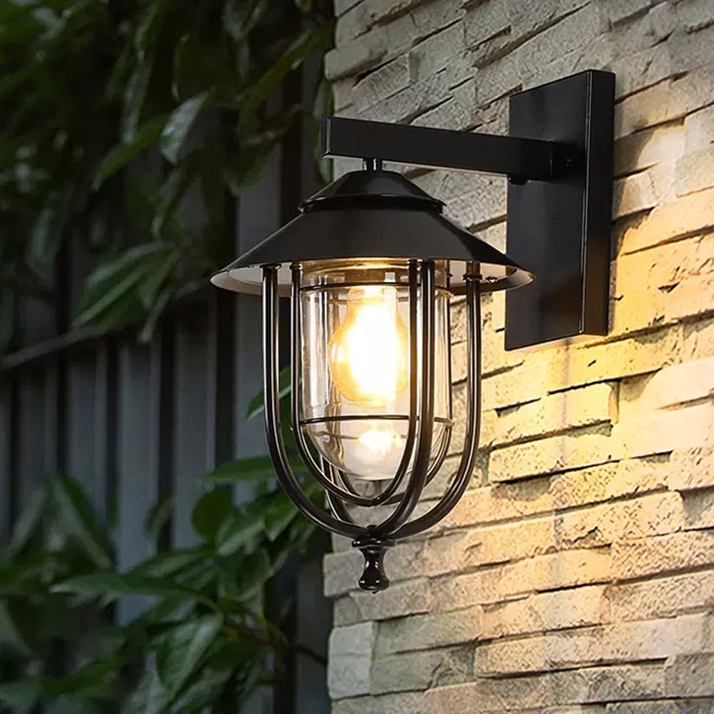 FDOIUTU E27 Outside Wall Light, Metal Wall Light, Weatherproof Porch Wall Lamp,Gate Lights,Wall Lights,Outdoor Garden Fence Lighting for Front Door, Patio, Porch, Garage, and Entryway (Style-04)
