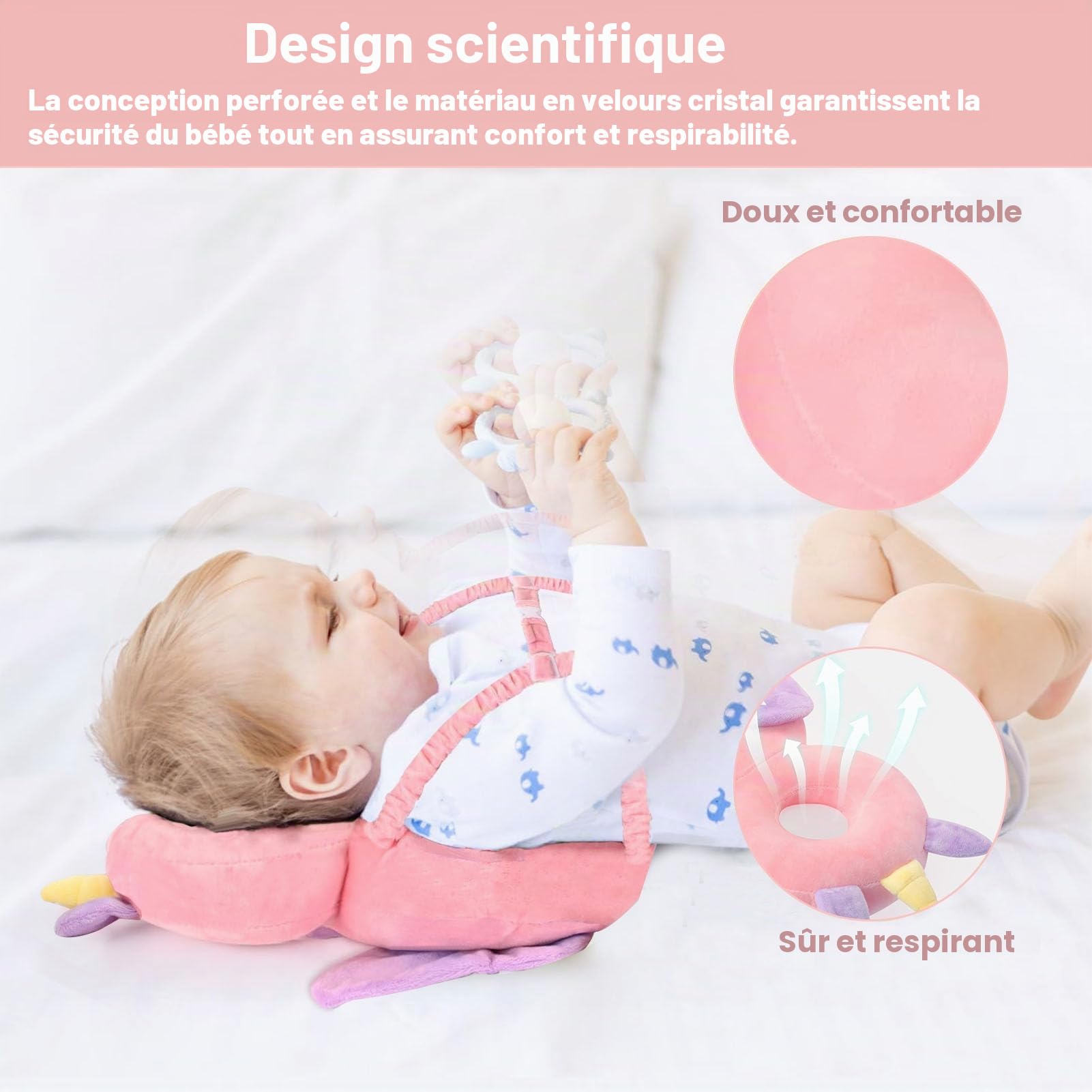 Protege Tete Bebe Chute, Coussin Anti Chute Bébé Sac a Dos Protection Tête Bebe Coussins de Securite Réglables Anti Choc Baby Head Protector pour Les Enfants Marche Tout-Petits de 4 à 24 Mois
