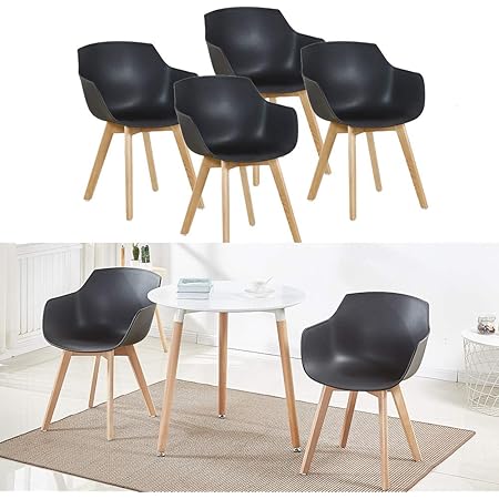 H.J WeDoo 4er-Set Wohnzimmerstuhl Esszimmerstuhl mit Armlehne und