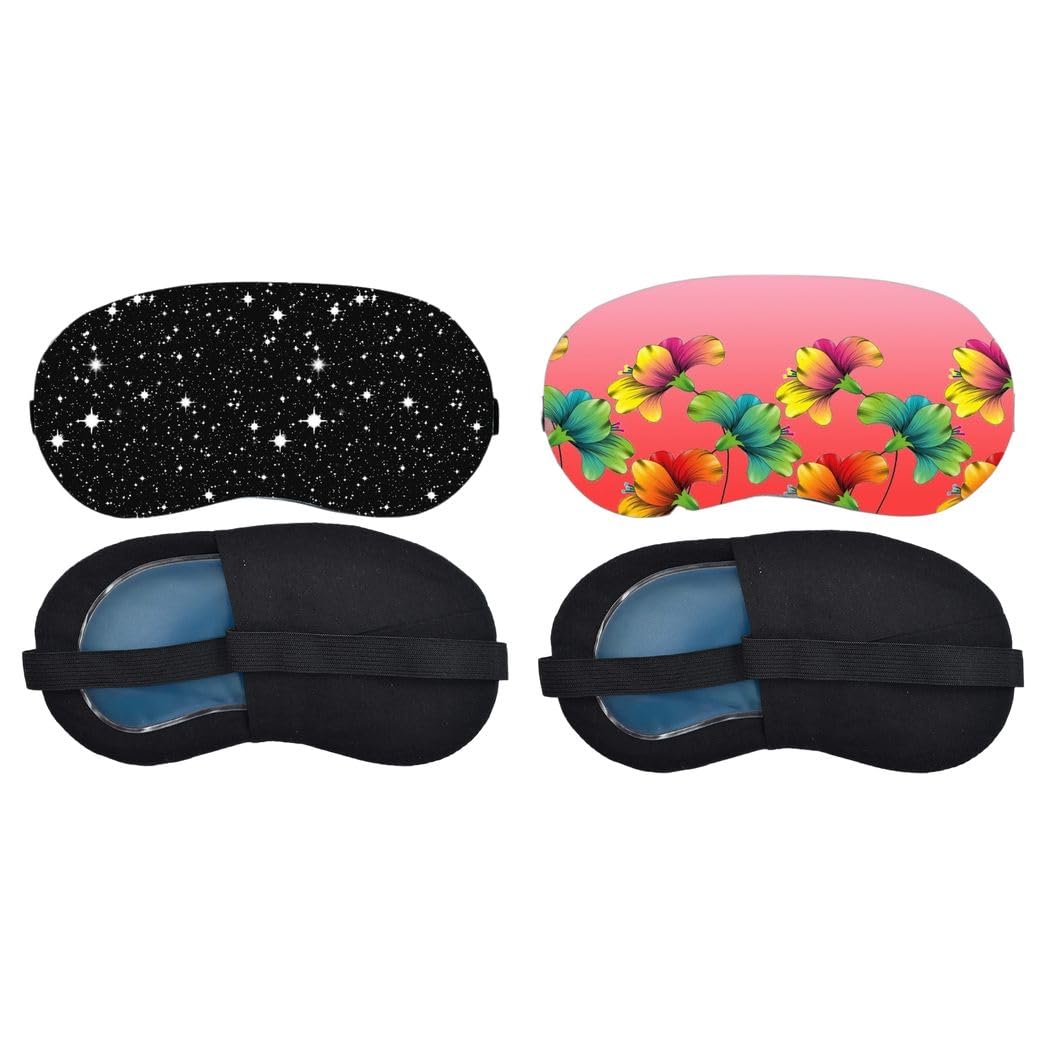 Starry Night Sky, Tropical Hibiscus Sleeping Mask Combo, Soft Comfortable Light-Blocking Eye Cover for Women, Men & Kids, Reusable Blindfold for Night Sleep, Nap, Travel (Pack of 2)-image-8