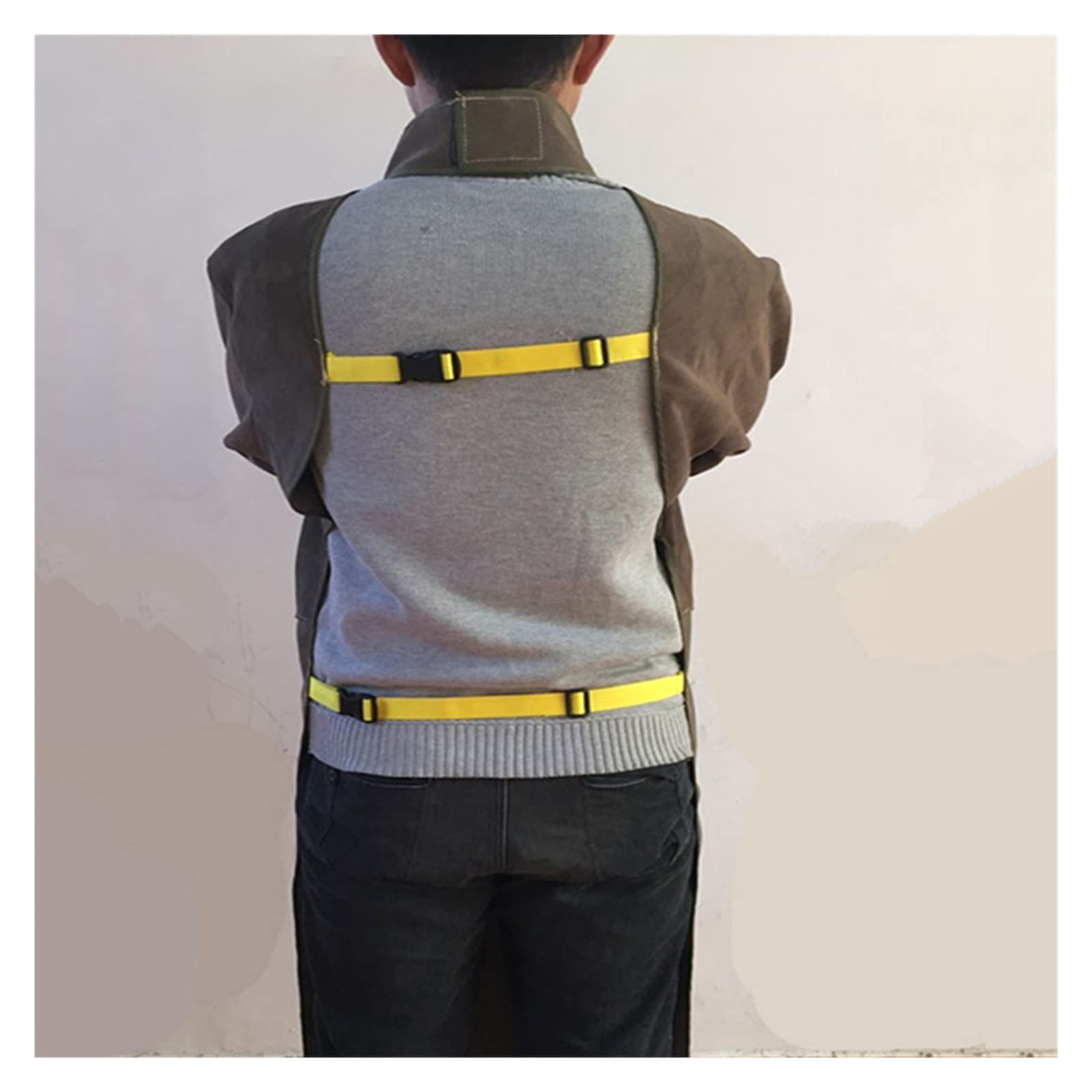 Soldador de cuero ropa soldadura llamadas soldador retardante en general siam del delantal traje protección metal líquido(Yellow stand collar,L)