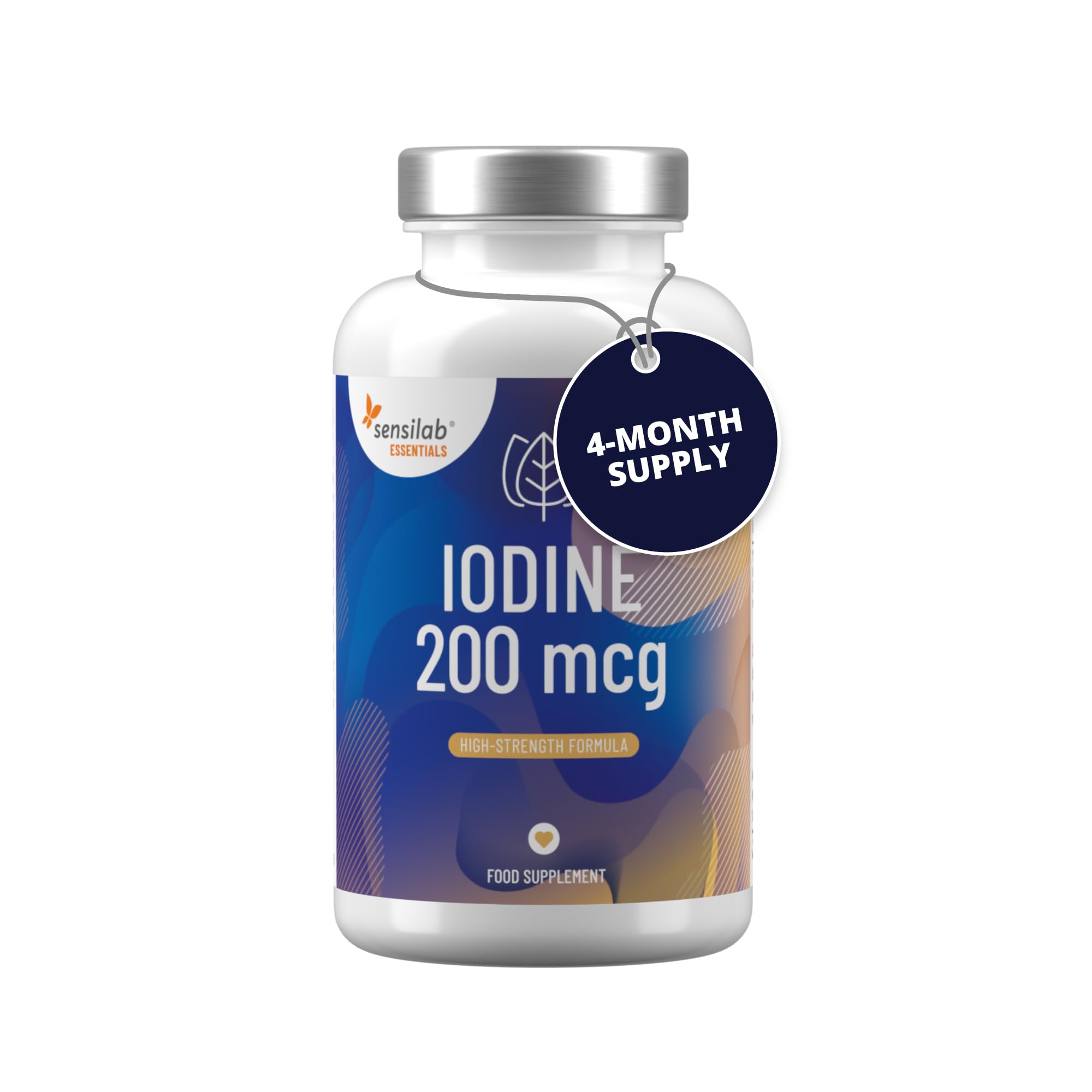 Iodine Tablets 200 mcg – Potassium Iodide Capsules for Thyroid & Nervous System Support – 120 Iodine Capsules - 4-Month Supply by Sensilab Essentials