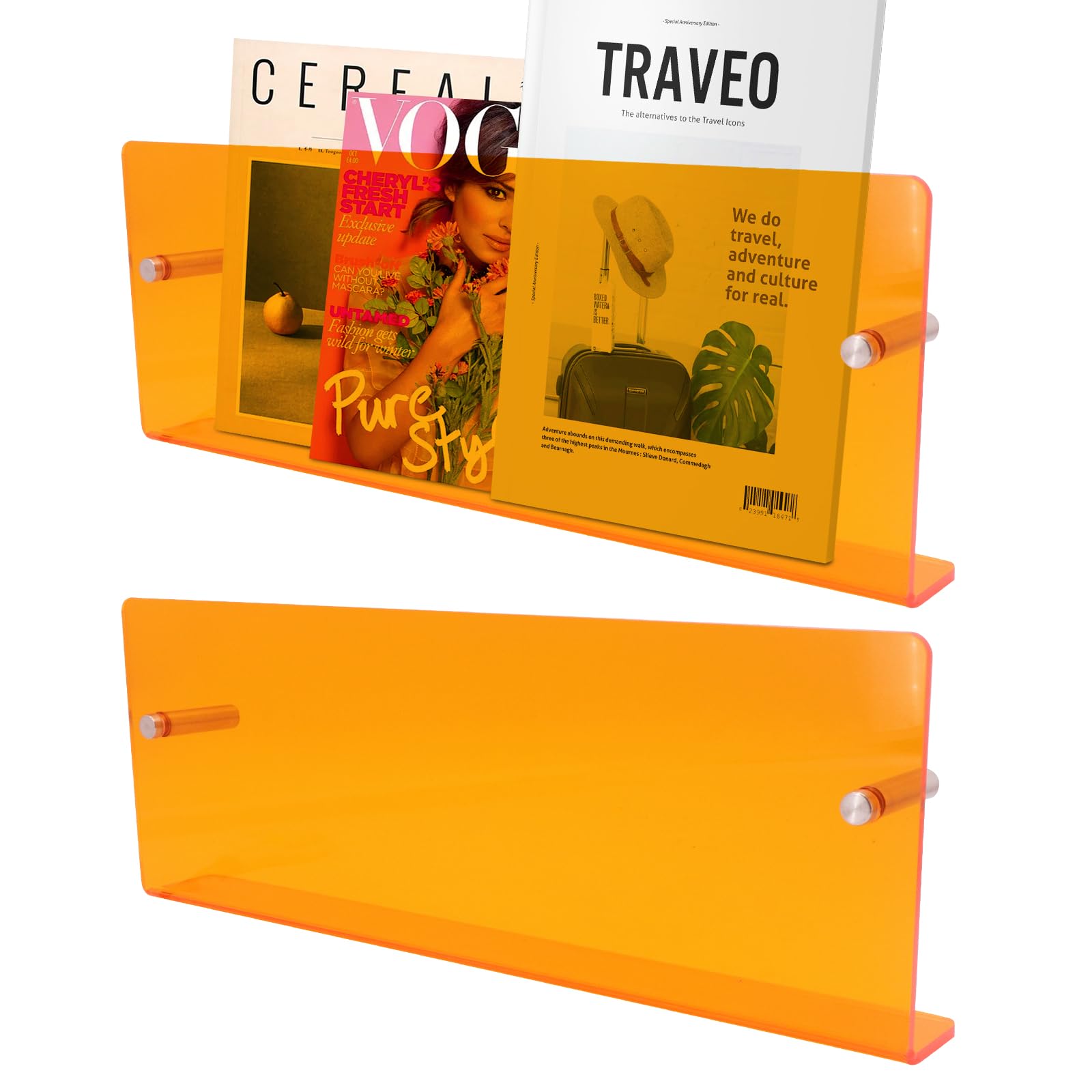 Étagère flottante acrylique jaune transparent pour cadres et livres