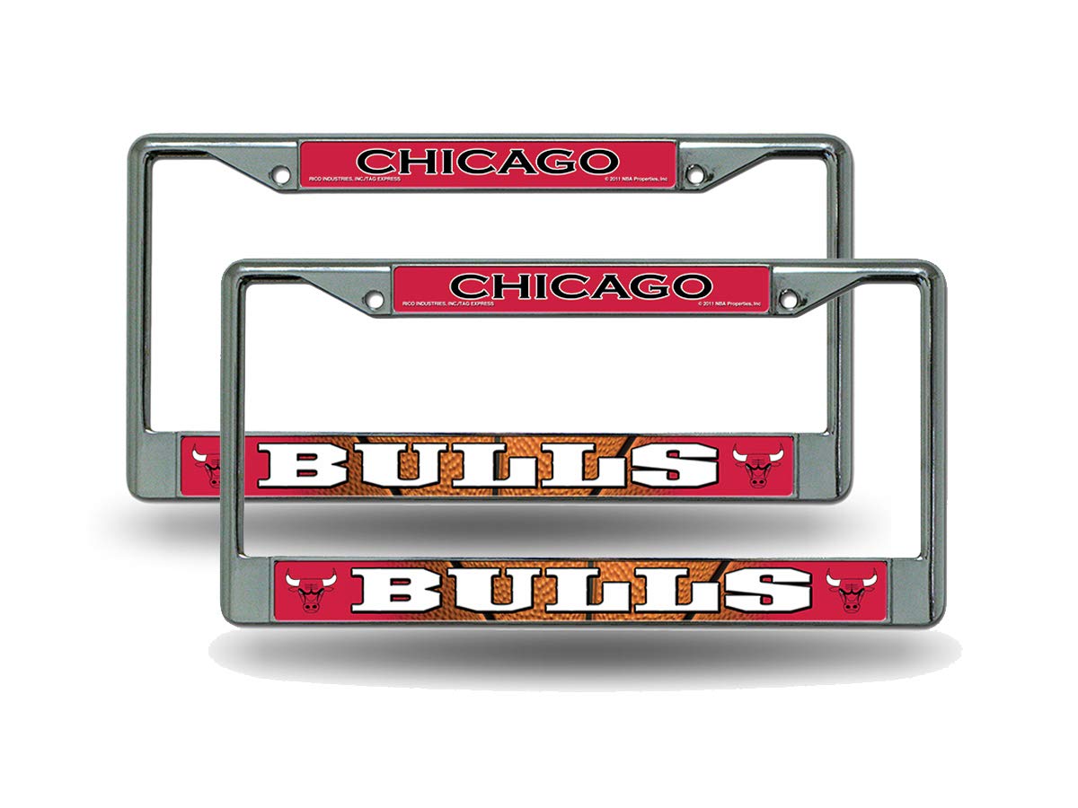 Chicago Bulls NBA Chrome Metal License Plate Frame - Set of 2 Frames