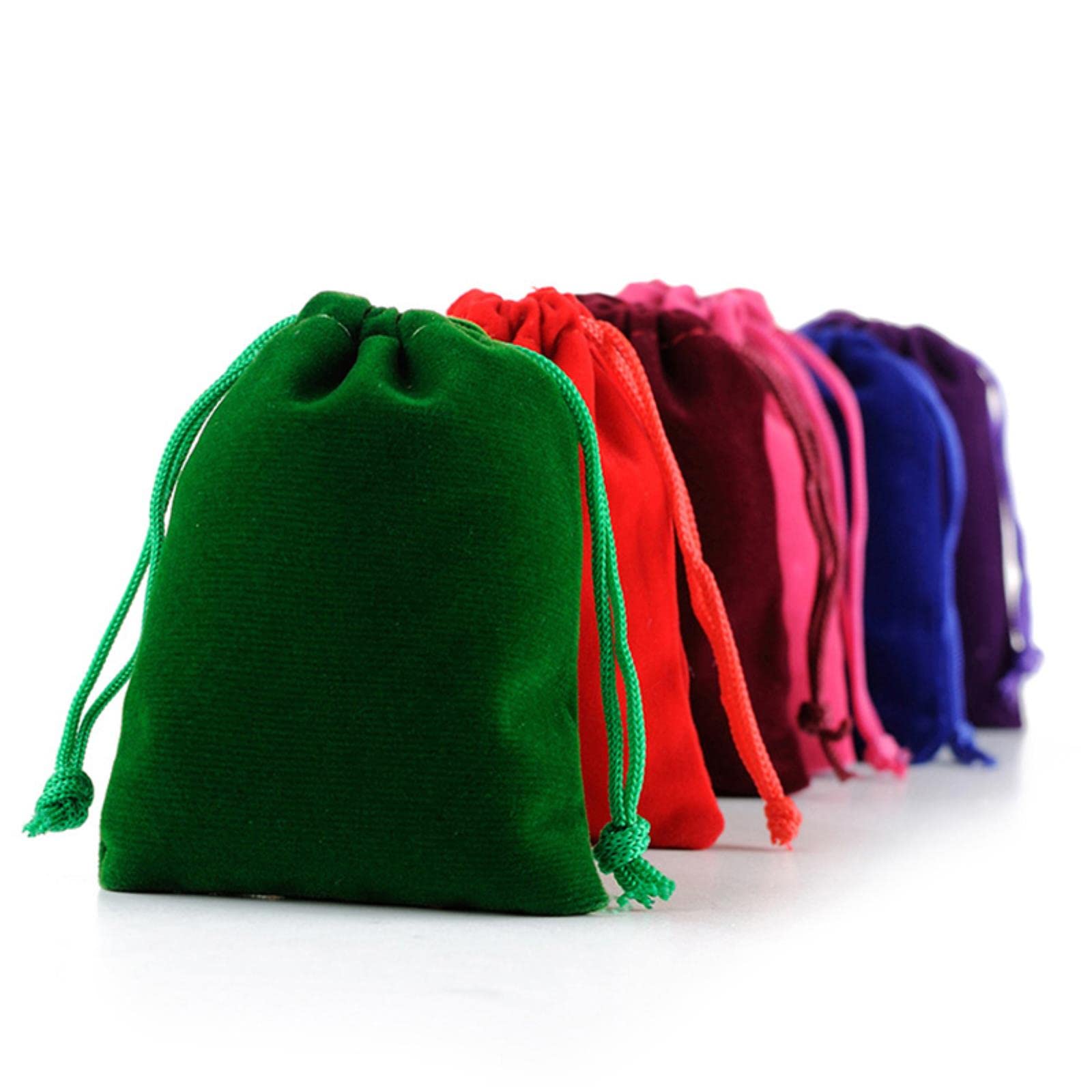 Torby na prezenty ze sznurkiem, 50 szt. Kolorowe aksamitne torby ze sznurkiem Woreczki do pakowania biżuterii Torby na prezenty ze sznurkiem - czerwone, 9 * 12 cm(Green,10 * 15 cm)